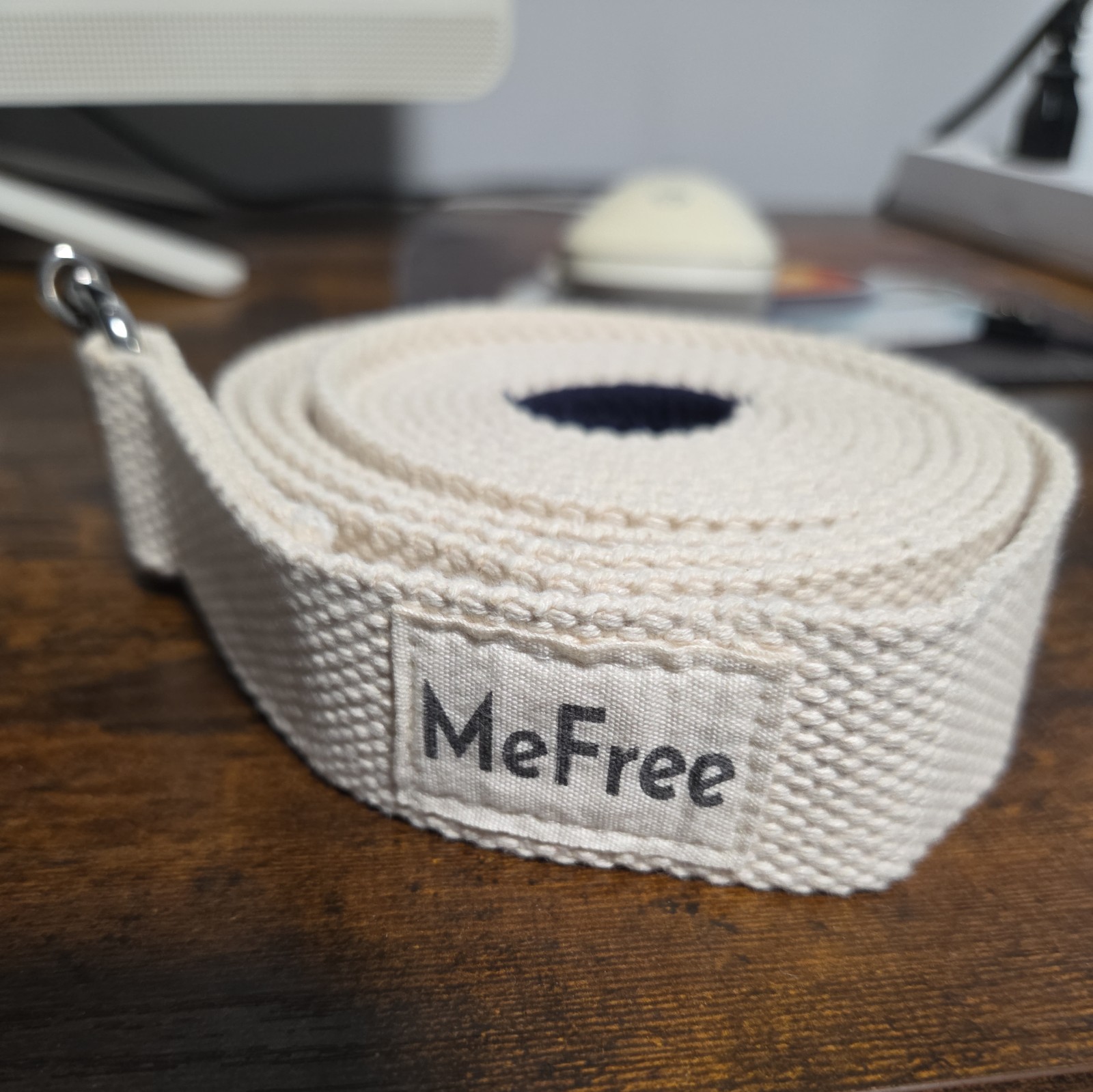 MeFree Organic Cotton Workouts Unisex Yoga Straps Belt, Metal Sliding Bar, 9&Prime;