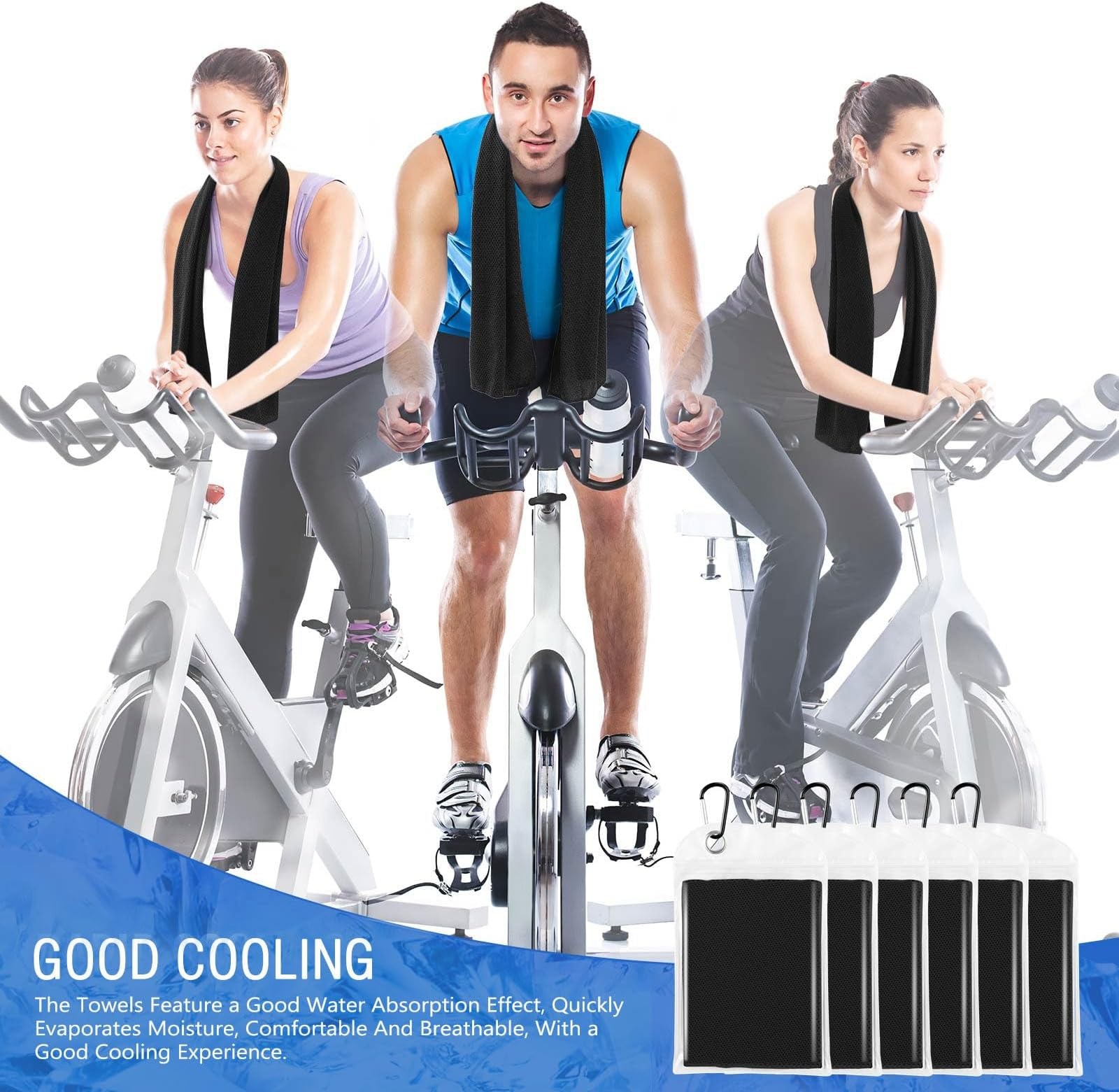 Hosuly 6 Pack Cooling Towels 40&Prime; x 12&Prime; Sport Towels, Cooling Rag for Neck and…