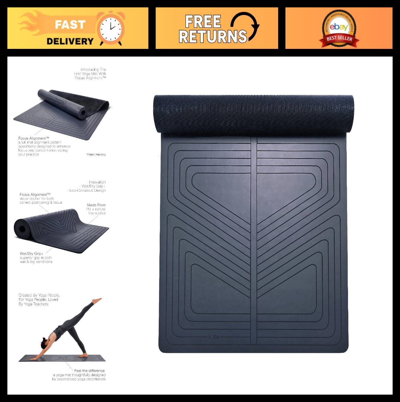 Premium Non-Slip Yoga Mat – Eco-Friendly PU with Wet/Dry Grip – Portable & Durab