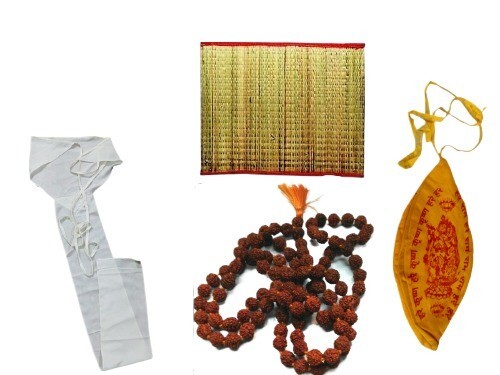 YOGA SET RUDRAKSH ROSARY, KUSHASHAN, JAPNI & WHITE LANGOTA GOOD FOR HEALTH