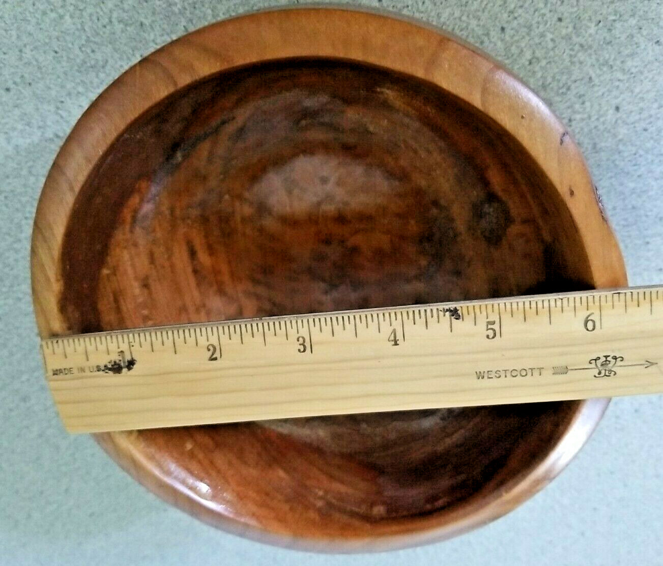 Original carved PINE BOWL with COPPER INLAY & WASH! 7.5&Prime; x 3.75&Prime; energy healing