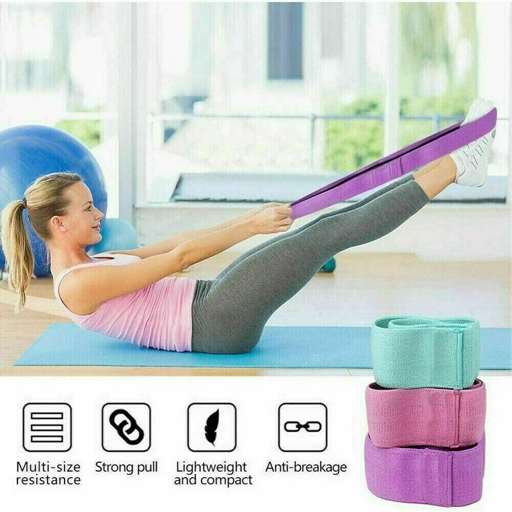 Fabric Resistance Bands Set of 3 for Booty Butt Hip Anti Slip Thick Wide Loop