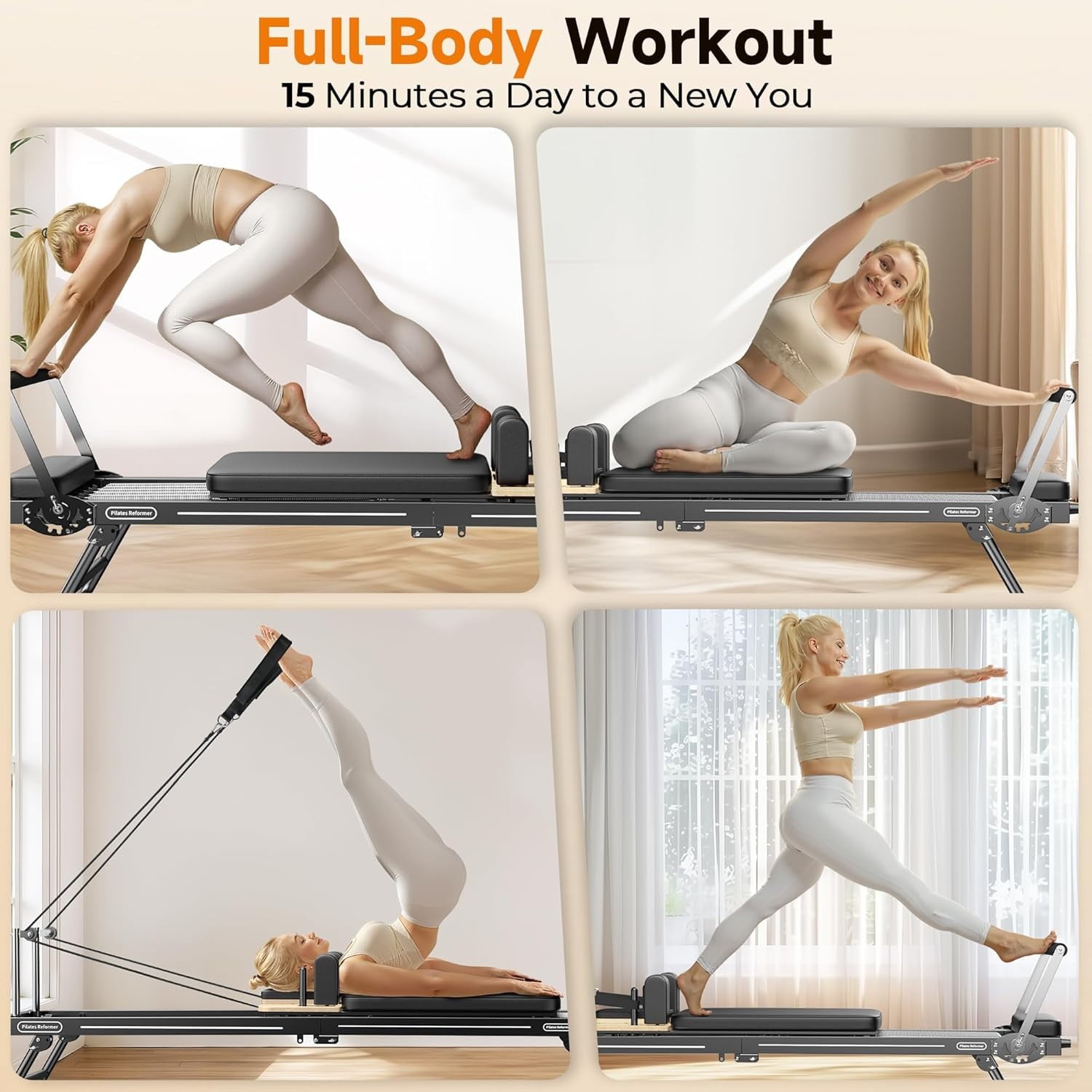 Pilates Reformer Machine, Home Pilates Equipment, Foldable Pilates Reformer