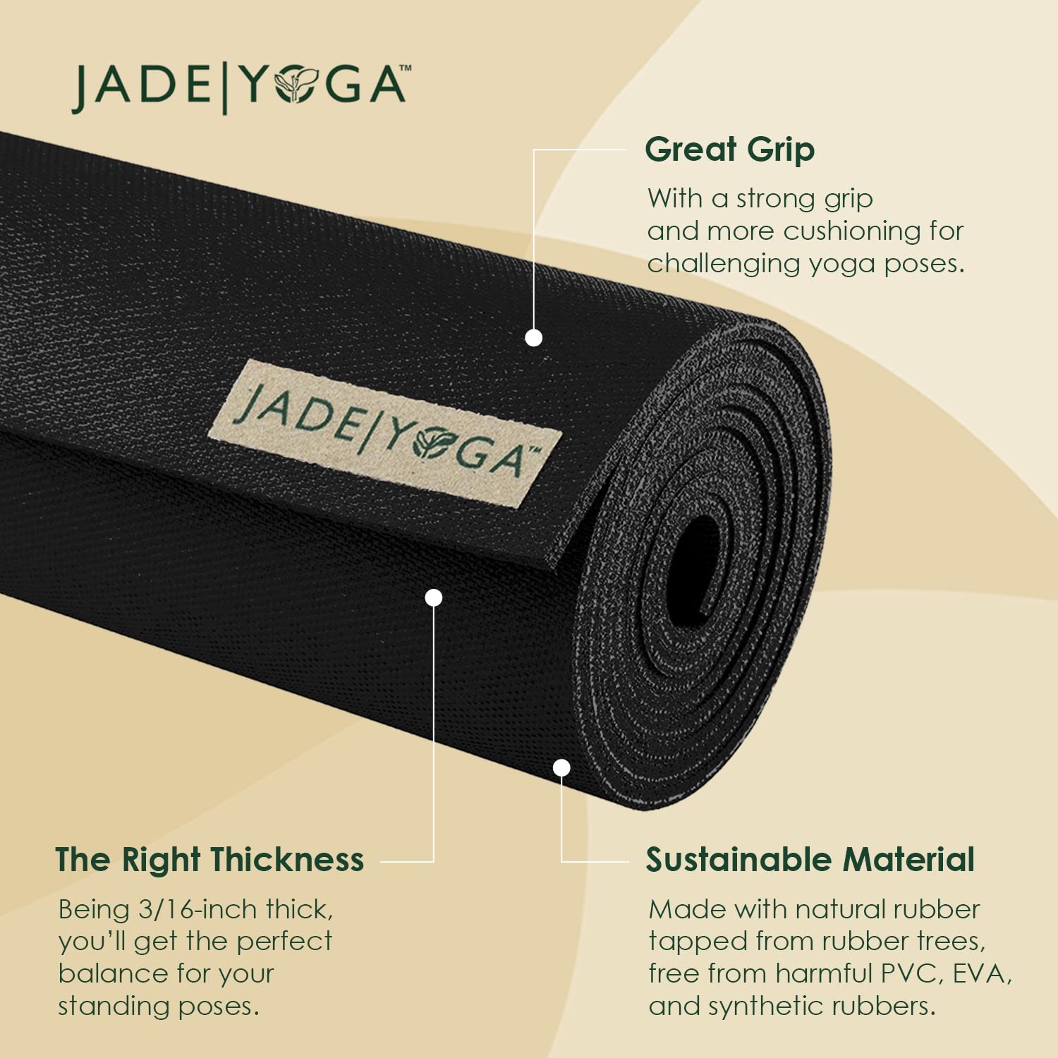 Harmony Yoga Mat – Durable & Thick Gym Fitness Mat, Non-Slip Natural Rubber Y…
