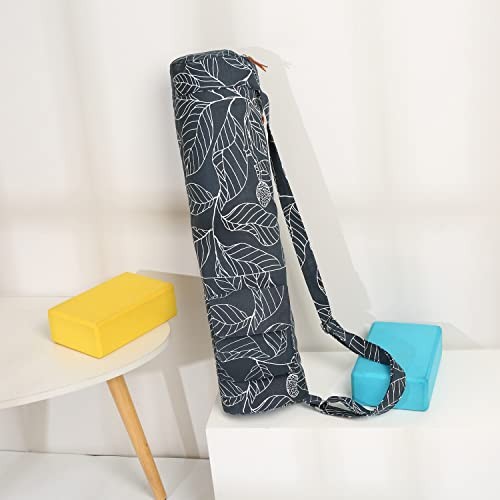 Navy Blue Leaf Yoga Mat Bag for 1/4&Prime; x 1/3&Prime; Thick Exercise Mat
