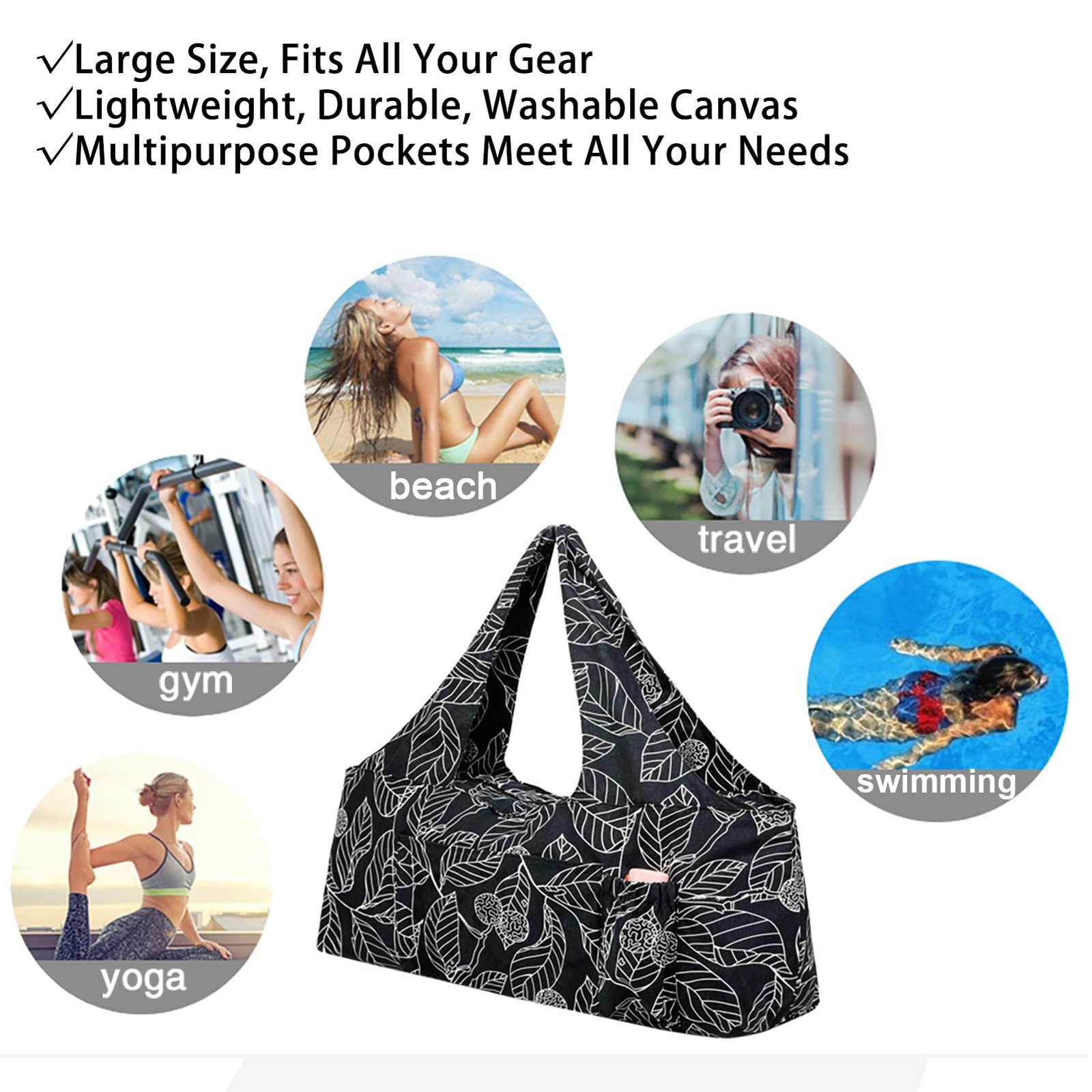 Extra Large Yoga Mat Bag with Zippered Top & 5 Pockets – Premium Waterproof F…