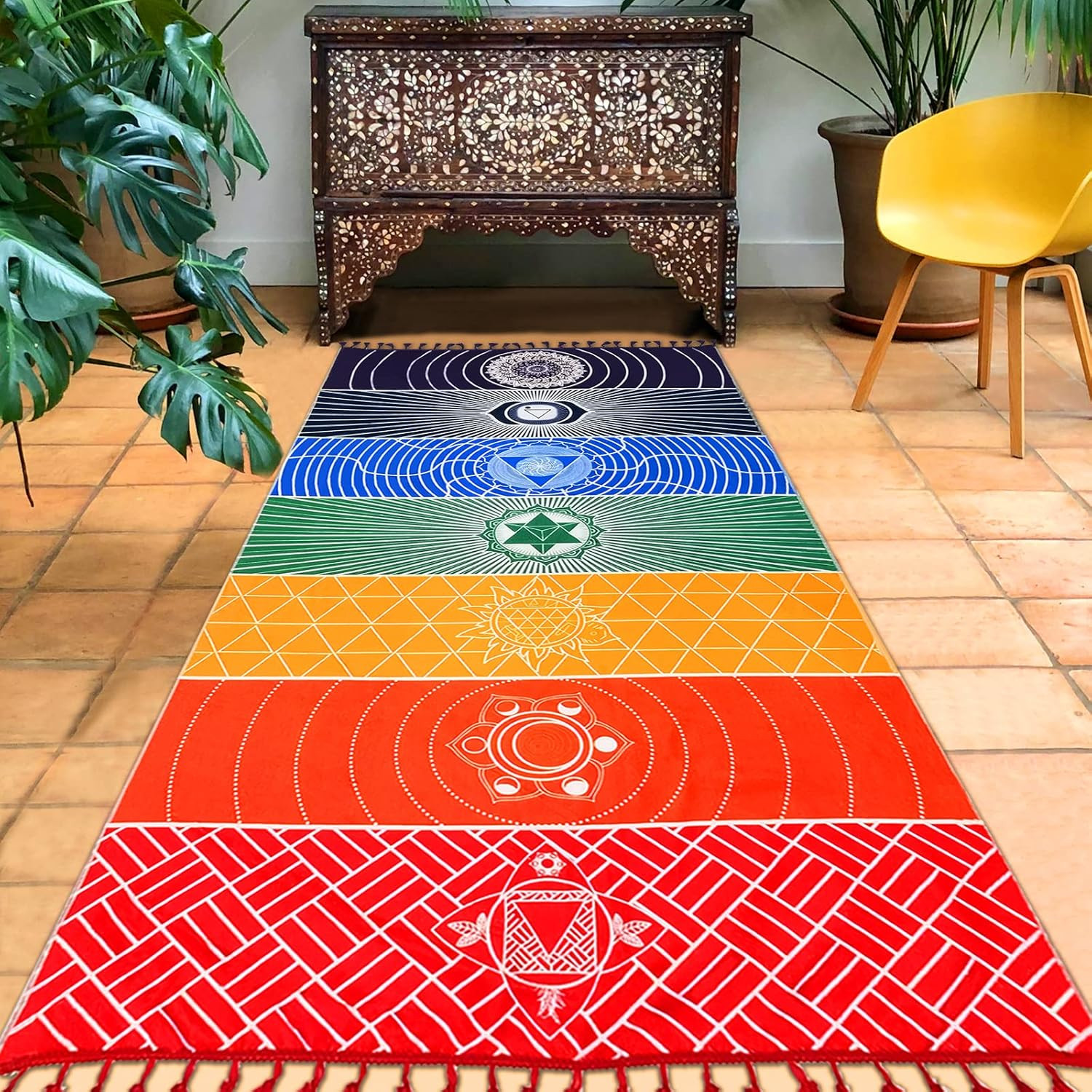 Mexican Yoga Mat Beach Picnic Blanket Chakra Meditation Mat Yoga Rug Sunscreen S