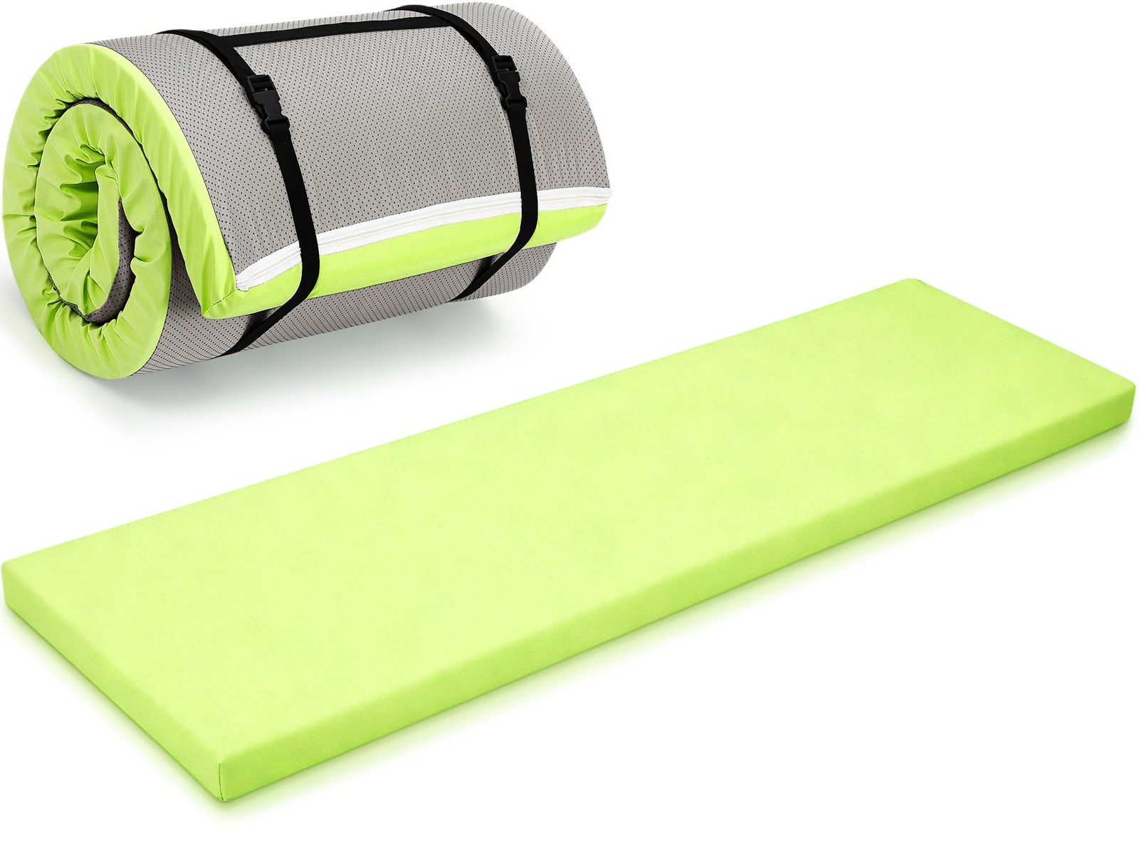 2 Inch 72&Prime;x24&Prime; Thick Foldable Yoga Mat with Carry Strap, Non-slip Portable Fo…