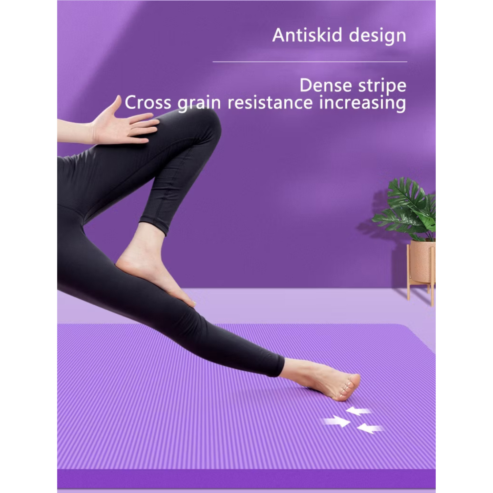Purple Yoga Mat 10mm Thick Non-Slip 183x61cm + FREE Carry Bag Home Fitness