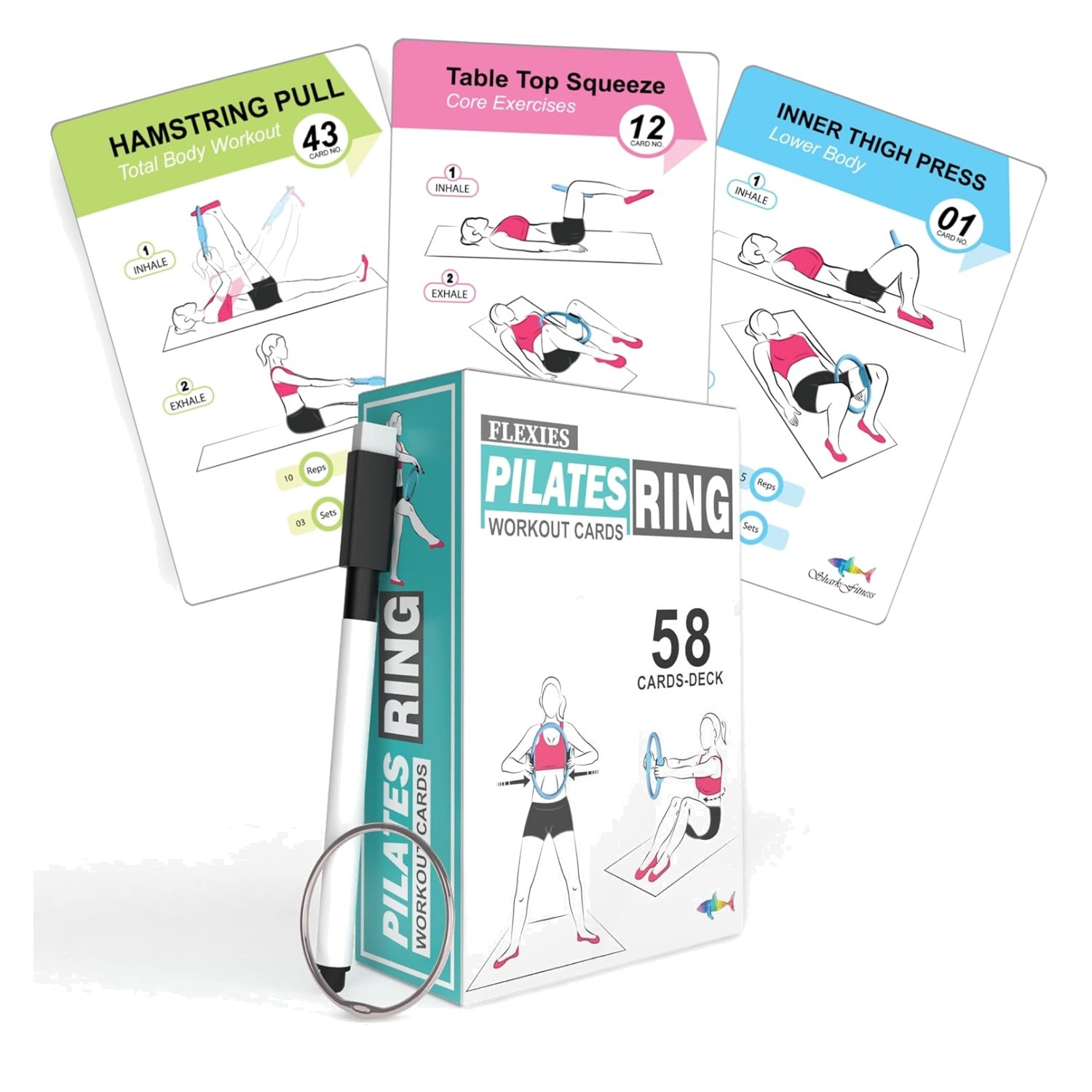 Customizable Pilates Ring Exercise Cards – 58 Workout Ideas with Easy Reference