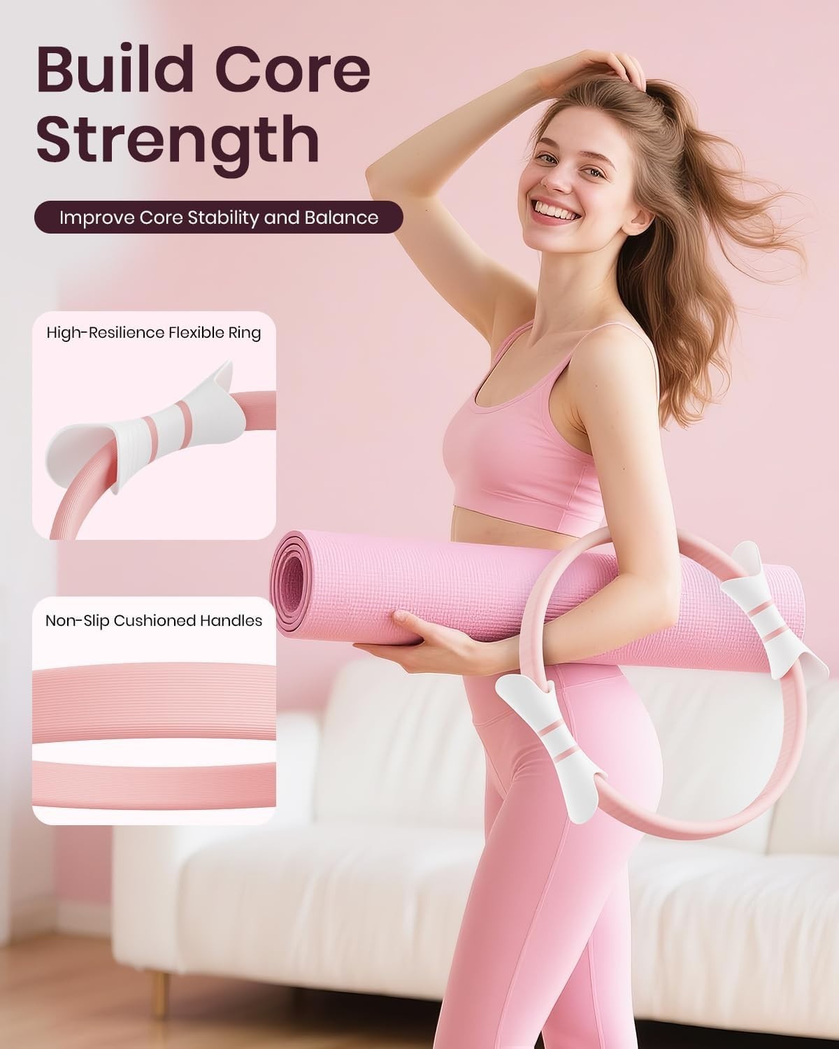 Complete Pilates Starter Kit with 14 Inch Ring Mini Ball and Resistance Bands