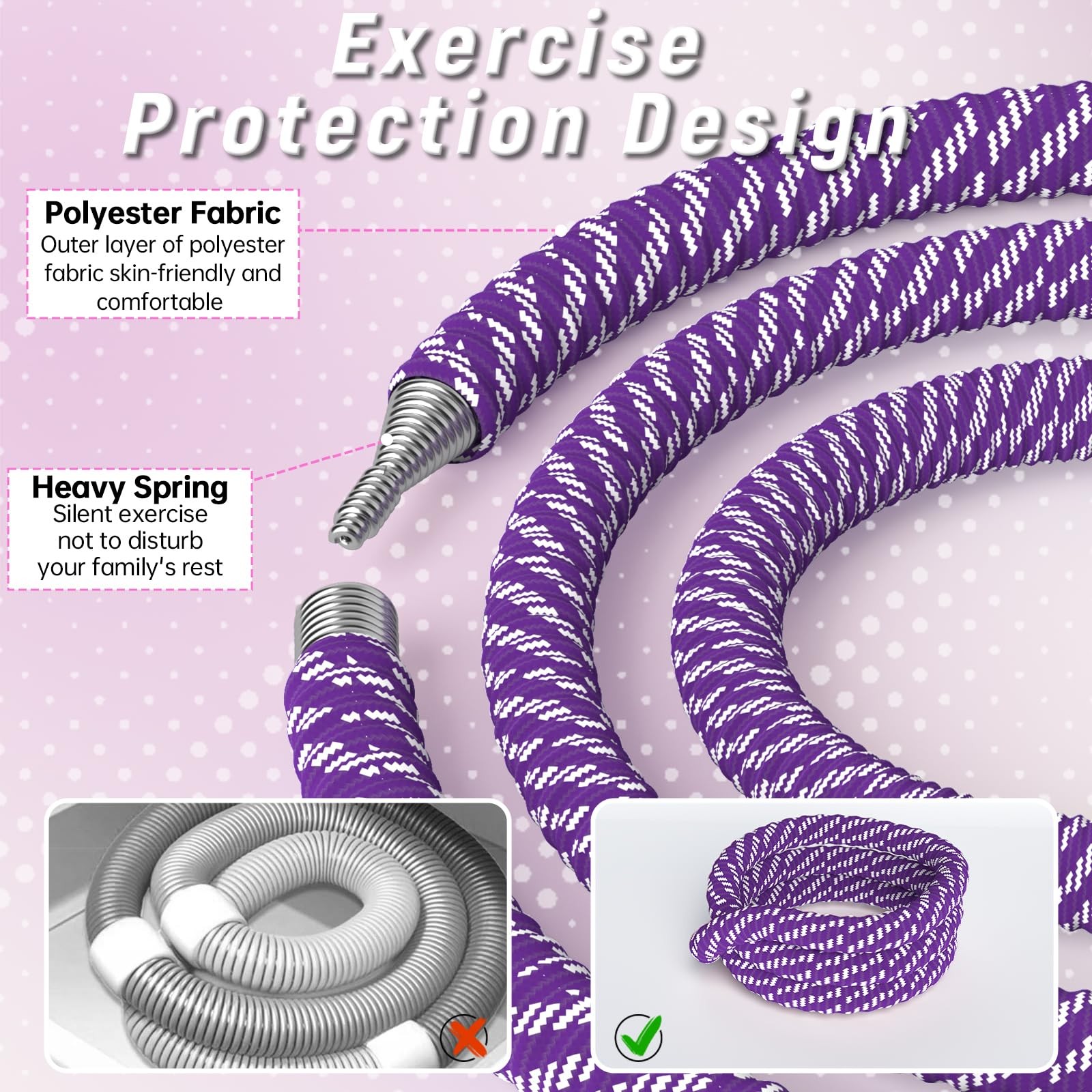 3.4/4.1/5 LBS Soft Spring Weighted Hoop for Adults, Quiet & Pinch-Proof Desig…