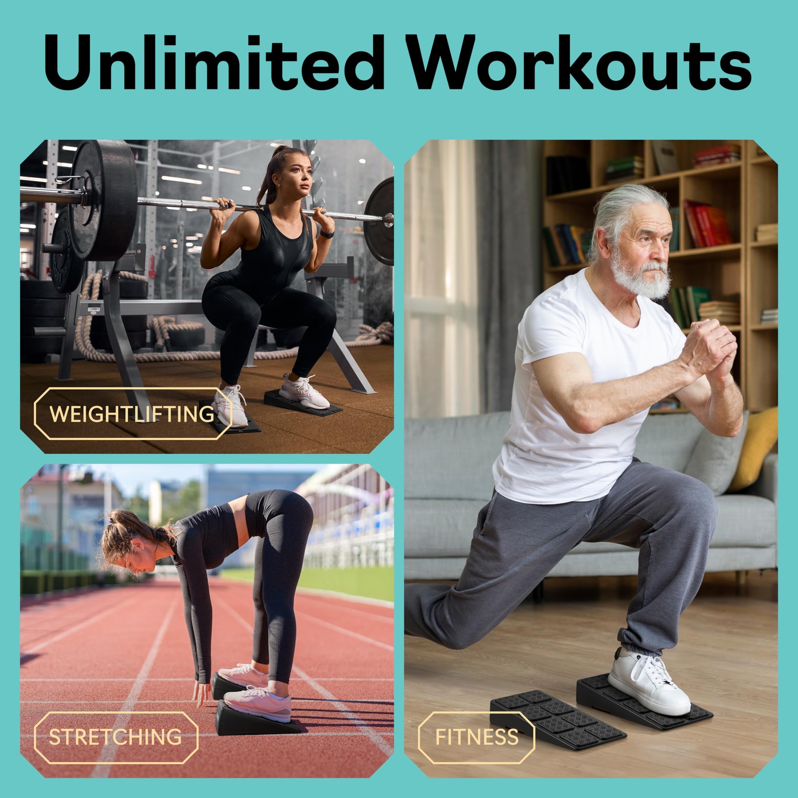 Squat Wedge Block Set of 3/5 – 960 LBS Capacity – Slant Board for Calf Stretc…