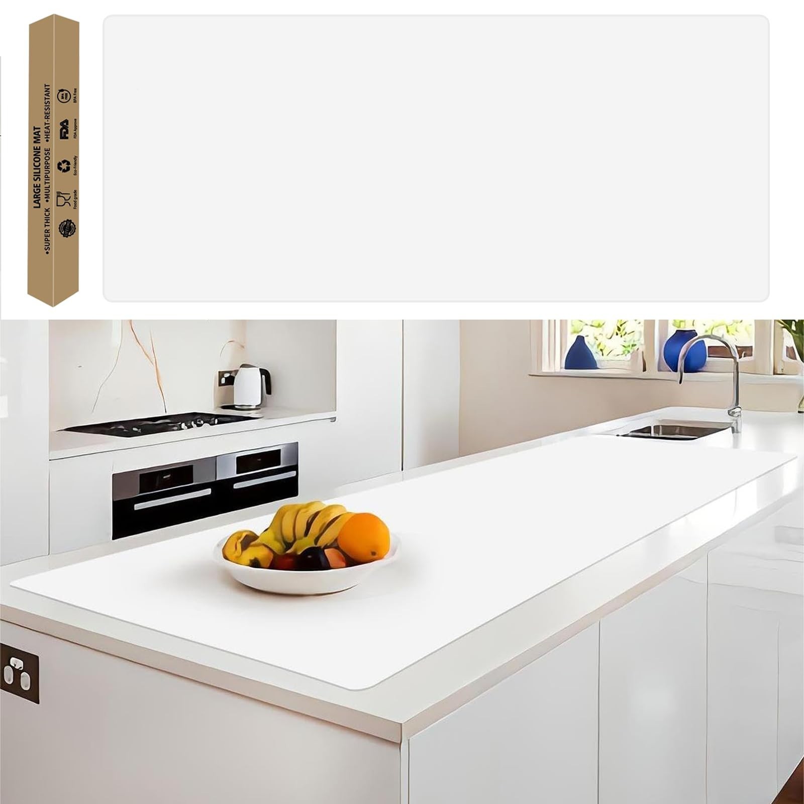 Extra Large Silicone Mat, 78.7”x 23.6”Non-Slip Heat Resistant Mats,