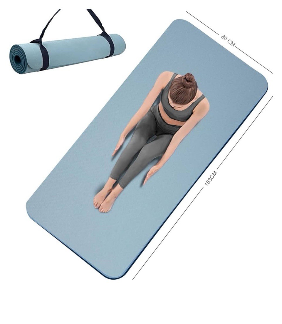 MRZZATA Yoga Mat Strap, Adjustable Thick and Wide Strap for Carrying Blue