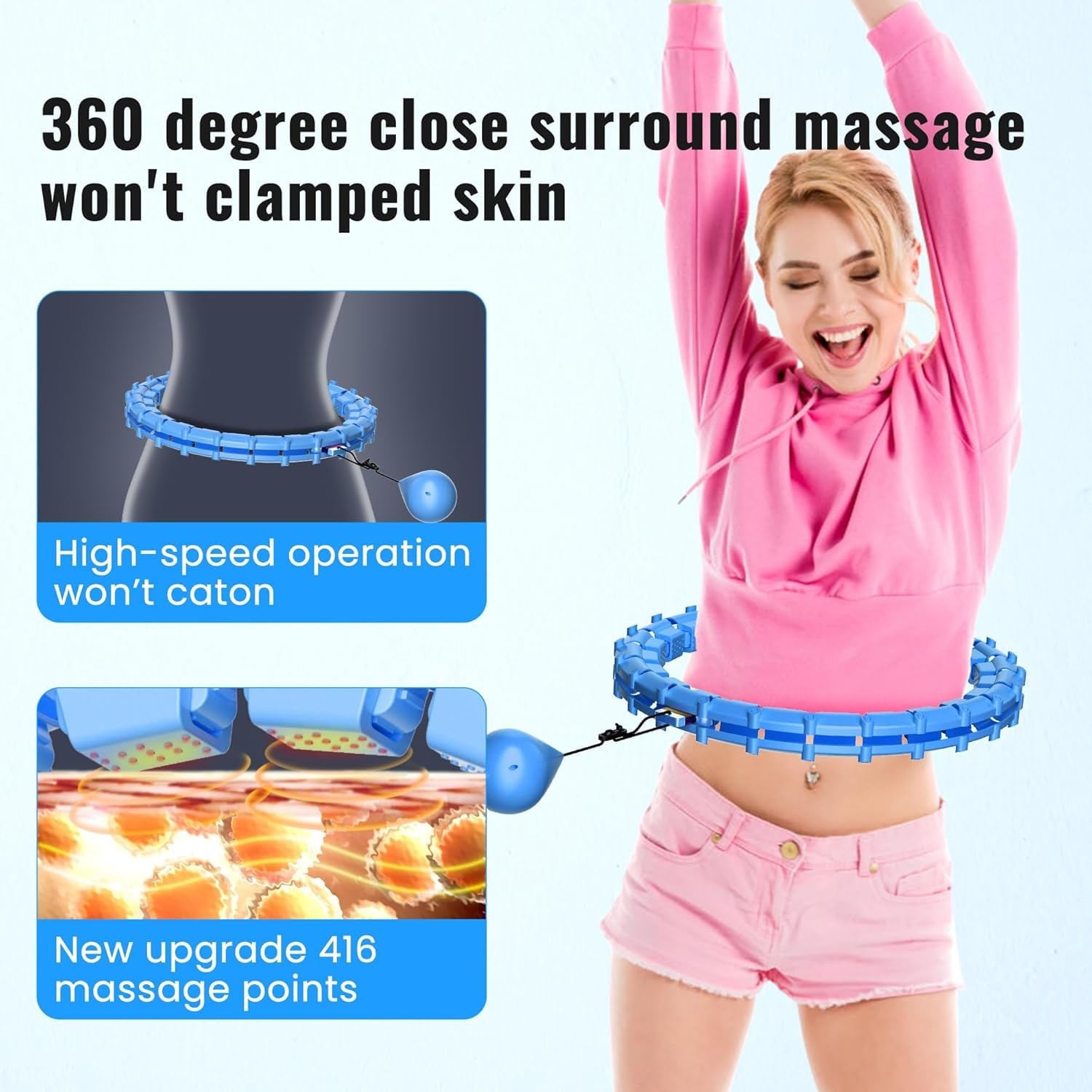 Quiet Hula Circle Hoops,65 inch 32 Knots Plus Size Hula Infinity Fitness Deta…