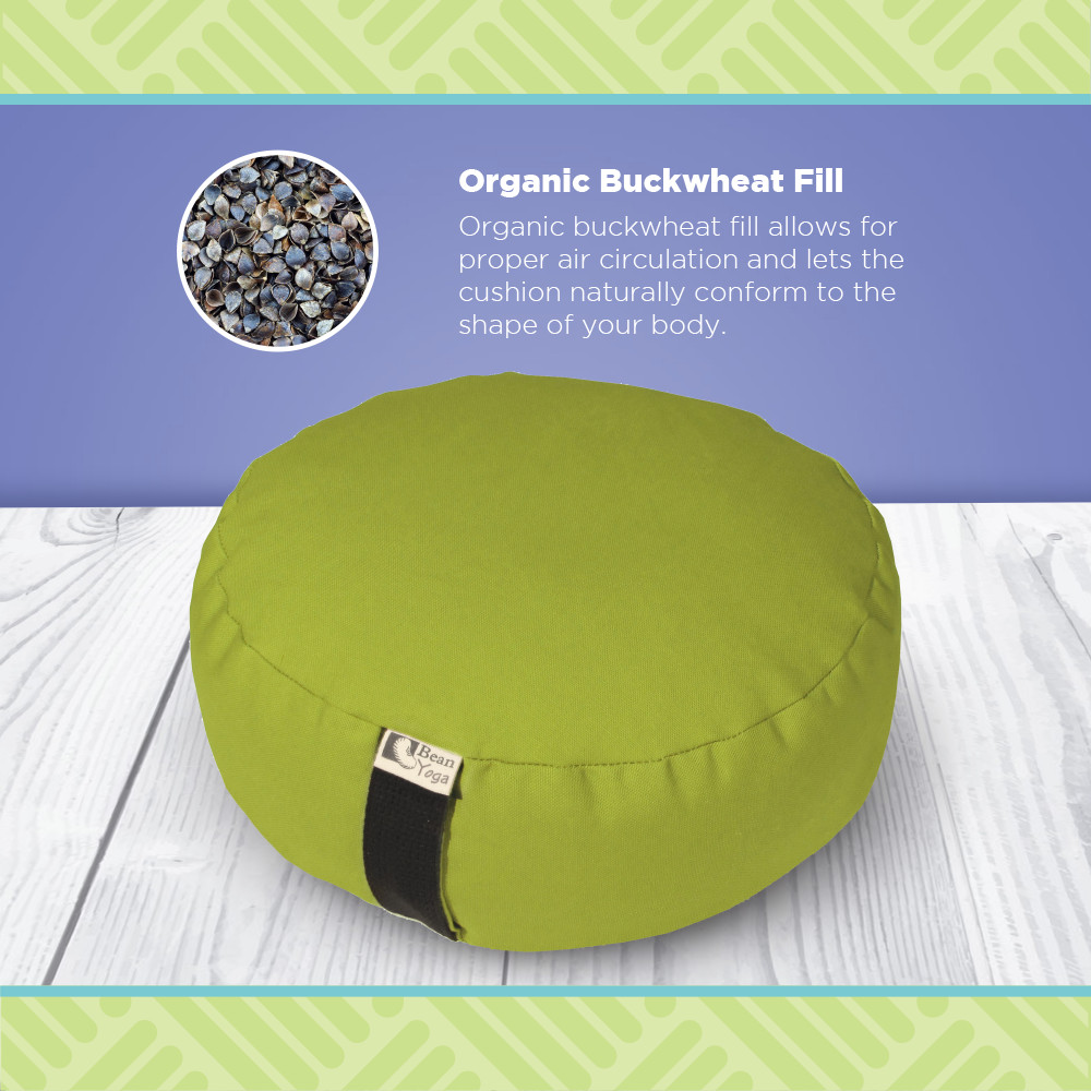 Natural Hemp Zafu Meditation Pillow – Organic Buckwheat Fill Zen Yoga Pillow