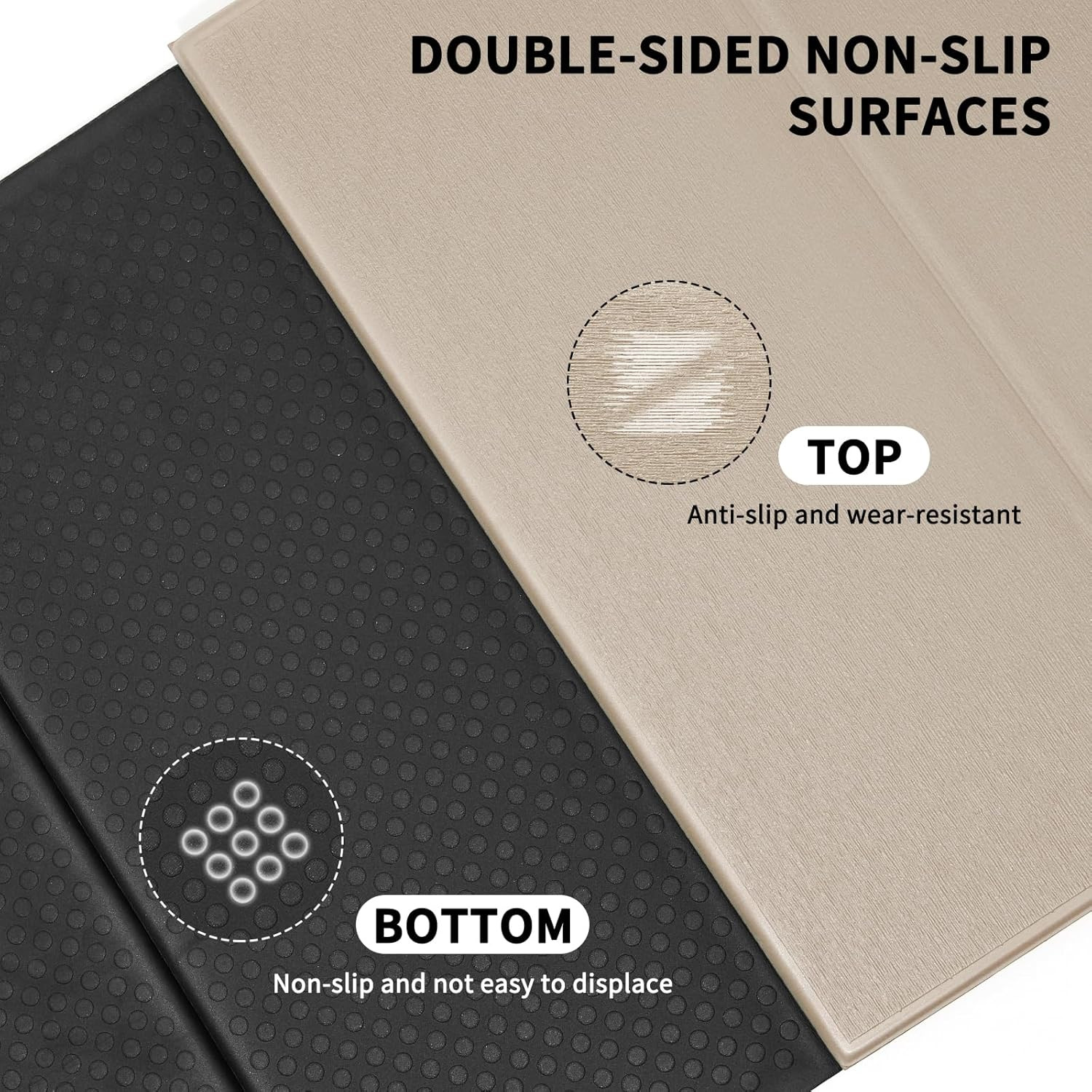 Foldable Yoga Mat Extra Thick & Large (74&Prime; X 31.5&Prime; X 0.32&Prime;), Double-Sided Non Sl