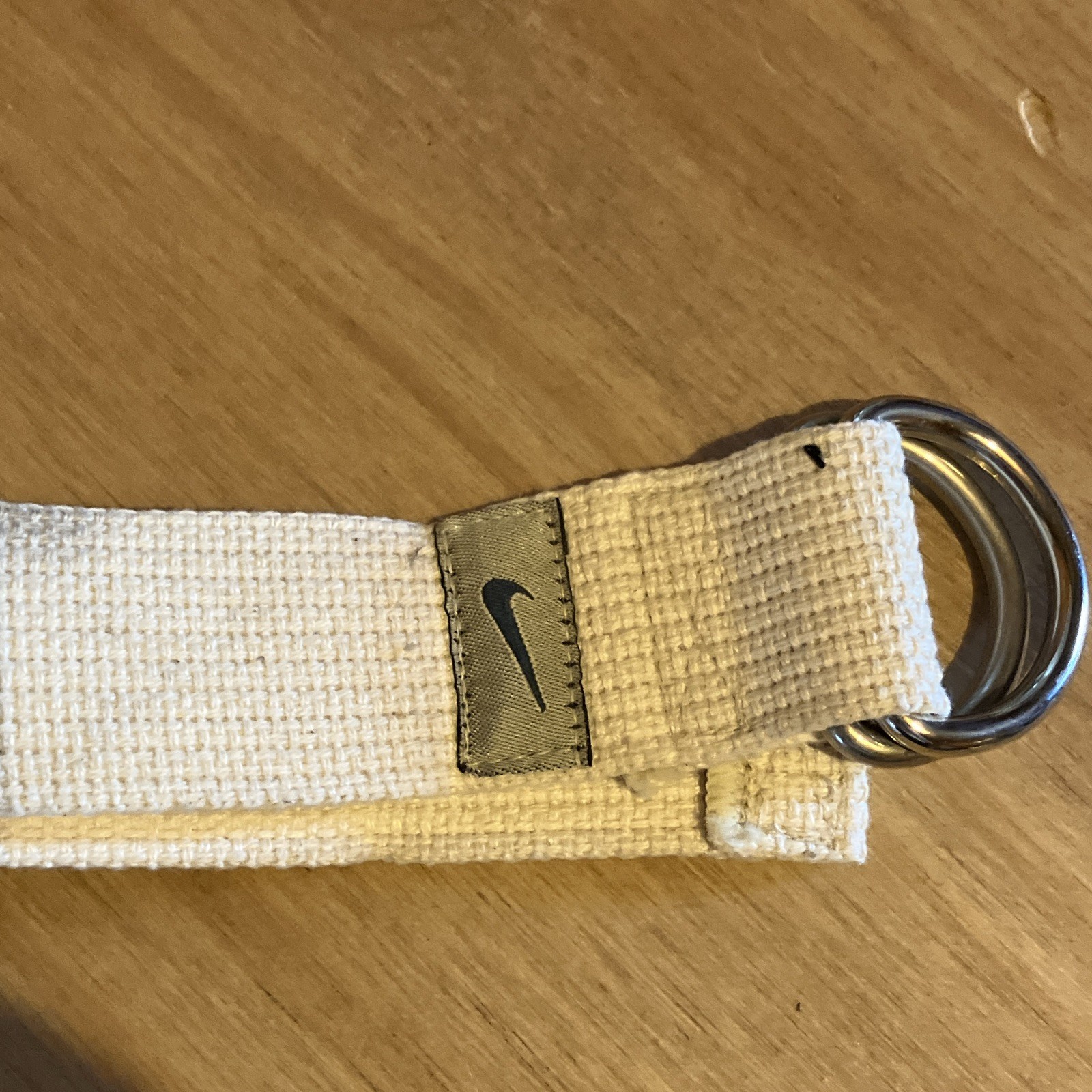 Nike Yoga Strap w/ Metal Fastener D-Ring, Cotton, Beige/Black + Carry Bag