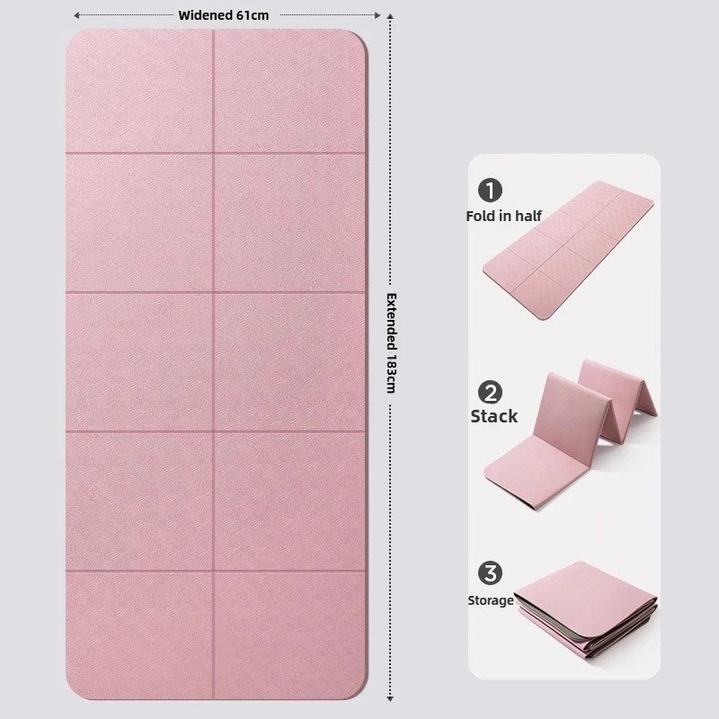 Eco-Friendly TPE Foldable Yoga Mat Double-Sided Non-Slip Travel Pilates
