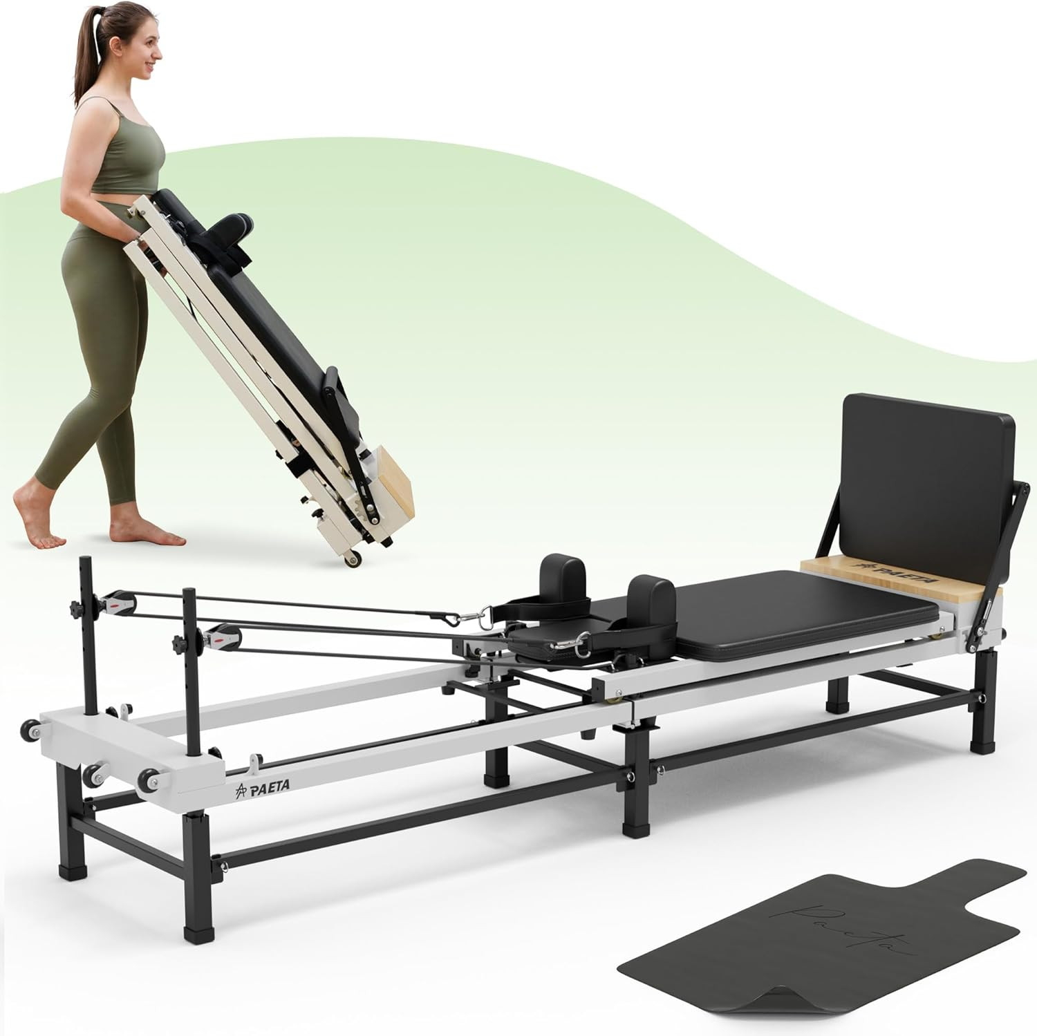 PAETA Pilates Reformer, 91&Prime; Foldable Reformer Pilates Machine with Adjustable Re