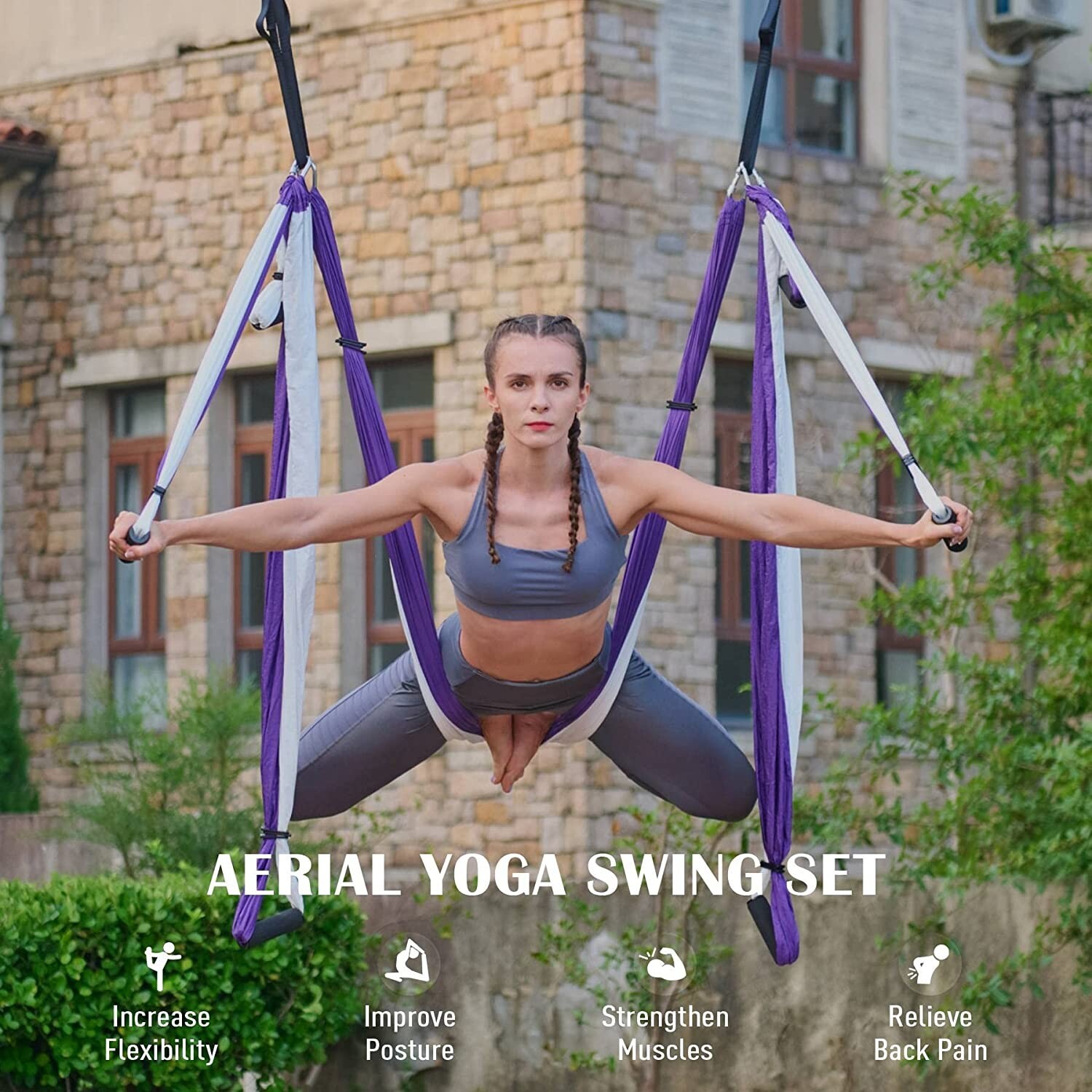Aerial Yoga Swing Sling – Safe and Complete with Extensions & Mounting Kit