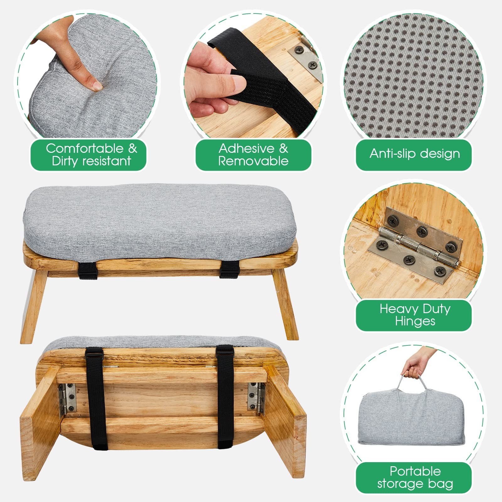Meditation Bench with Carrying Bag, Meditation Kneeling Stool Portable Yoga M…