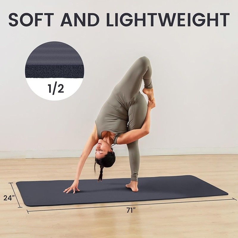 Extra Large Non Slip Foam Yoga Mat Comfort Support & Stability in Workouts New