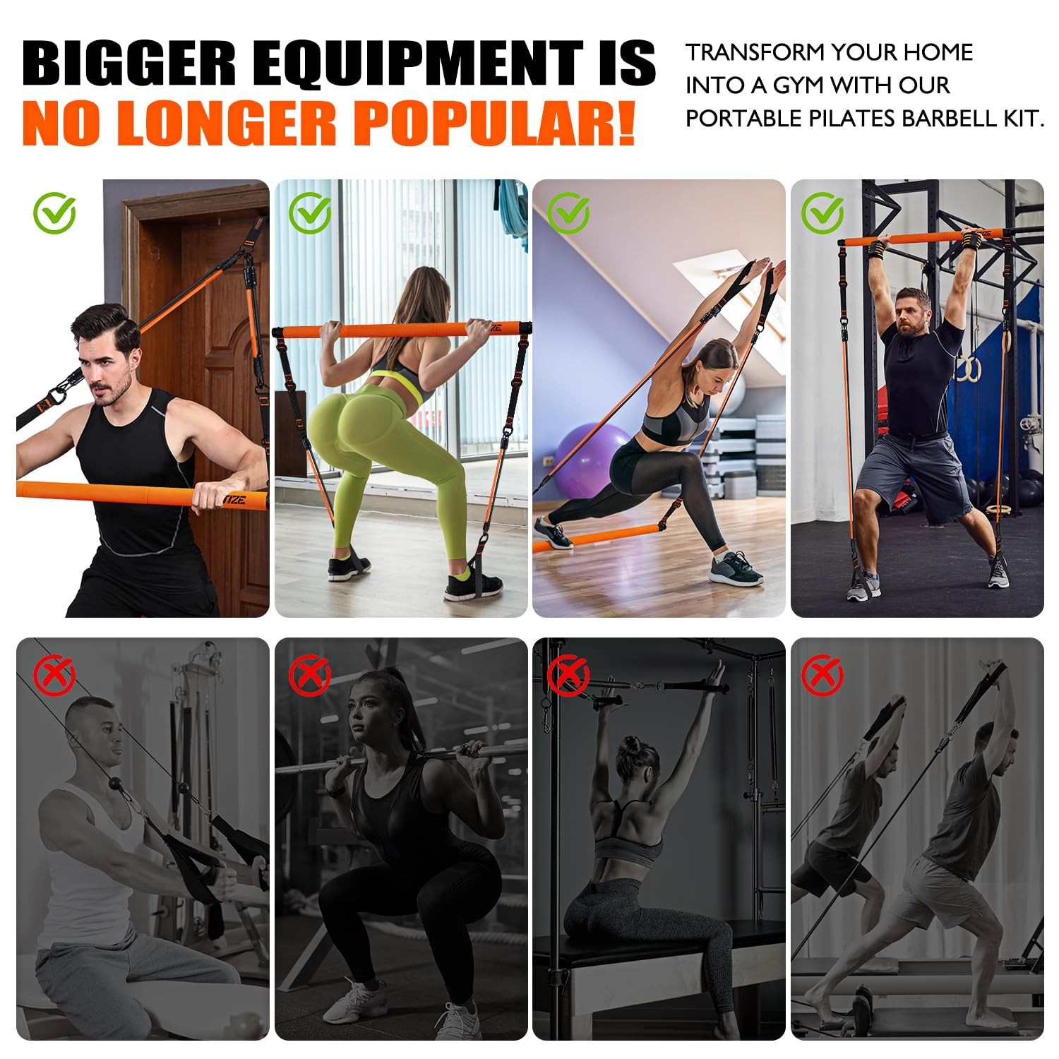 Pilates Bar Kit with Resistance Bands, Pilates Equipment, Multifunctional Pil…