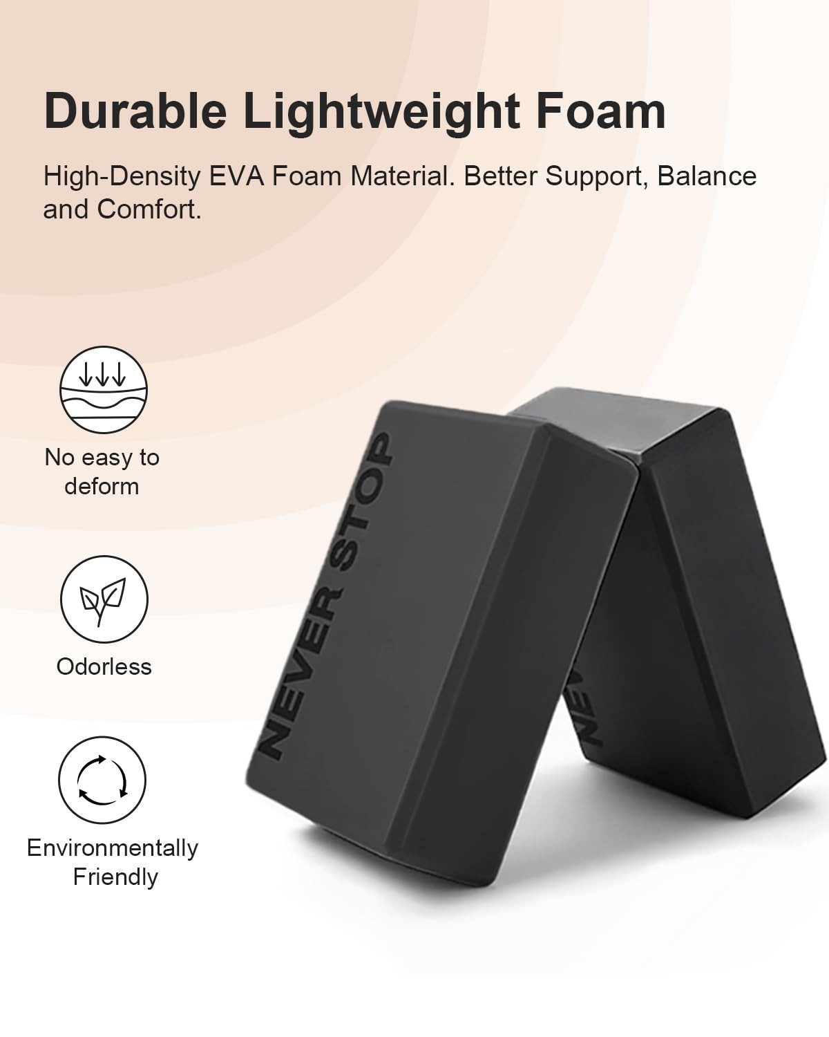 Yoga Block, High Density EVA Foam Blocks for Yoga, Pilates, 2-Pack-Grey