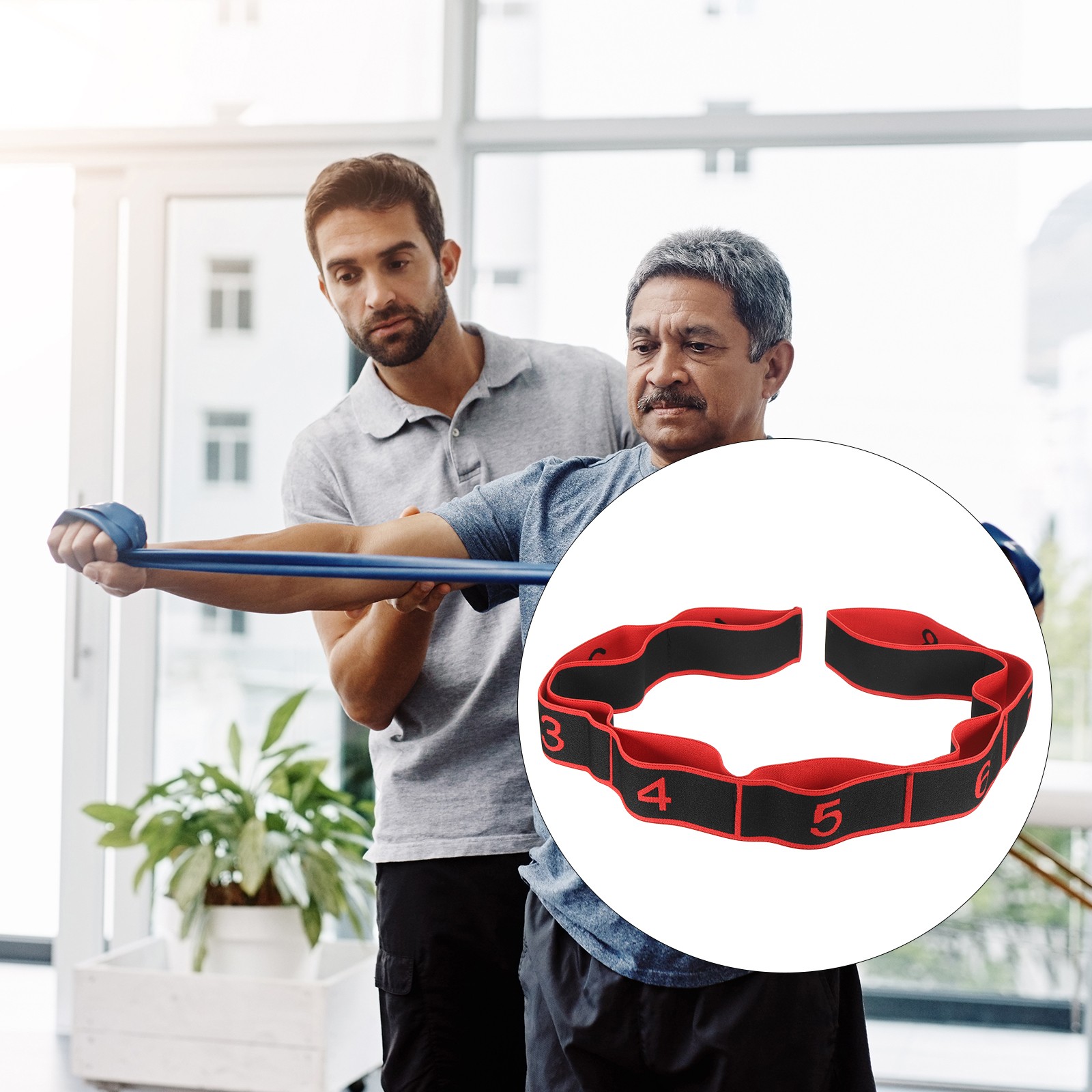 35.4 Inch 2 Pcs Exercise Bands Yoga Stretching Strap Latin Elastic Black/Red