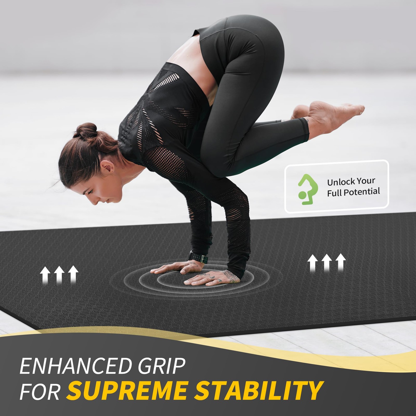 Large Yoga Mat (6&rsquo;x 4&prime;), Extra Wide Workout Mat for Men and Women, 1/3 &1/4 T…