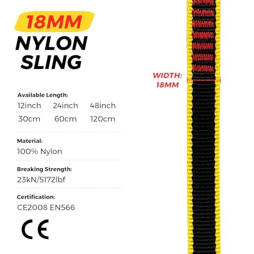 20MM Nylon Climbing Sling Runner 23KN CE2008/EN566 30cm/ 12inch |Single Unit