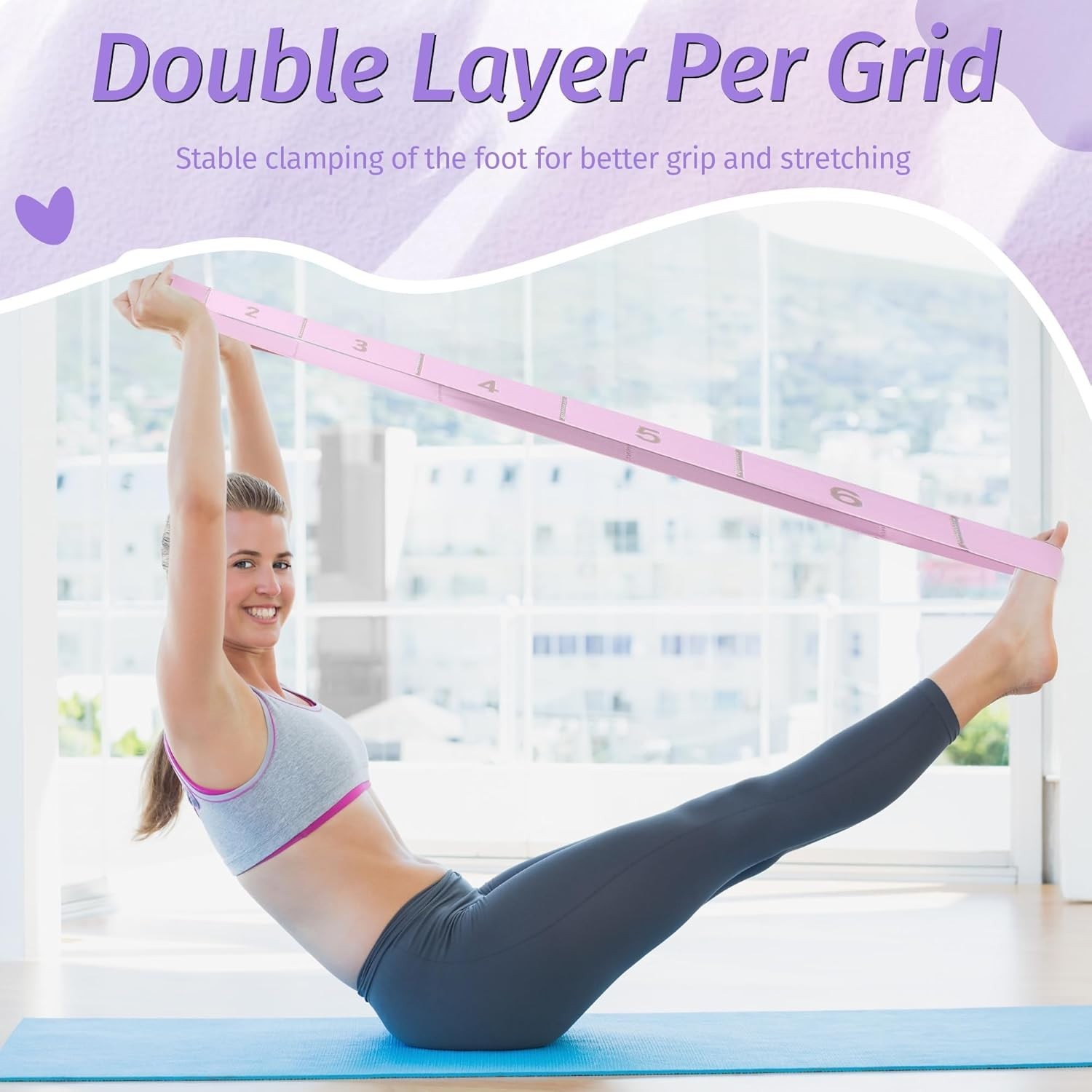 Stretching Strap with 11 Loops for Yoga Pilates Dance Flexibility Training