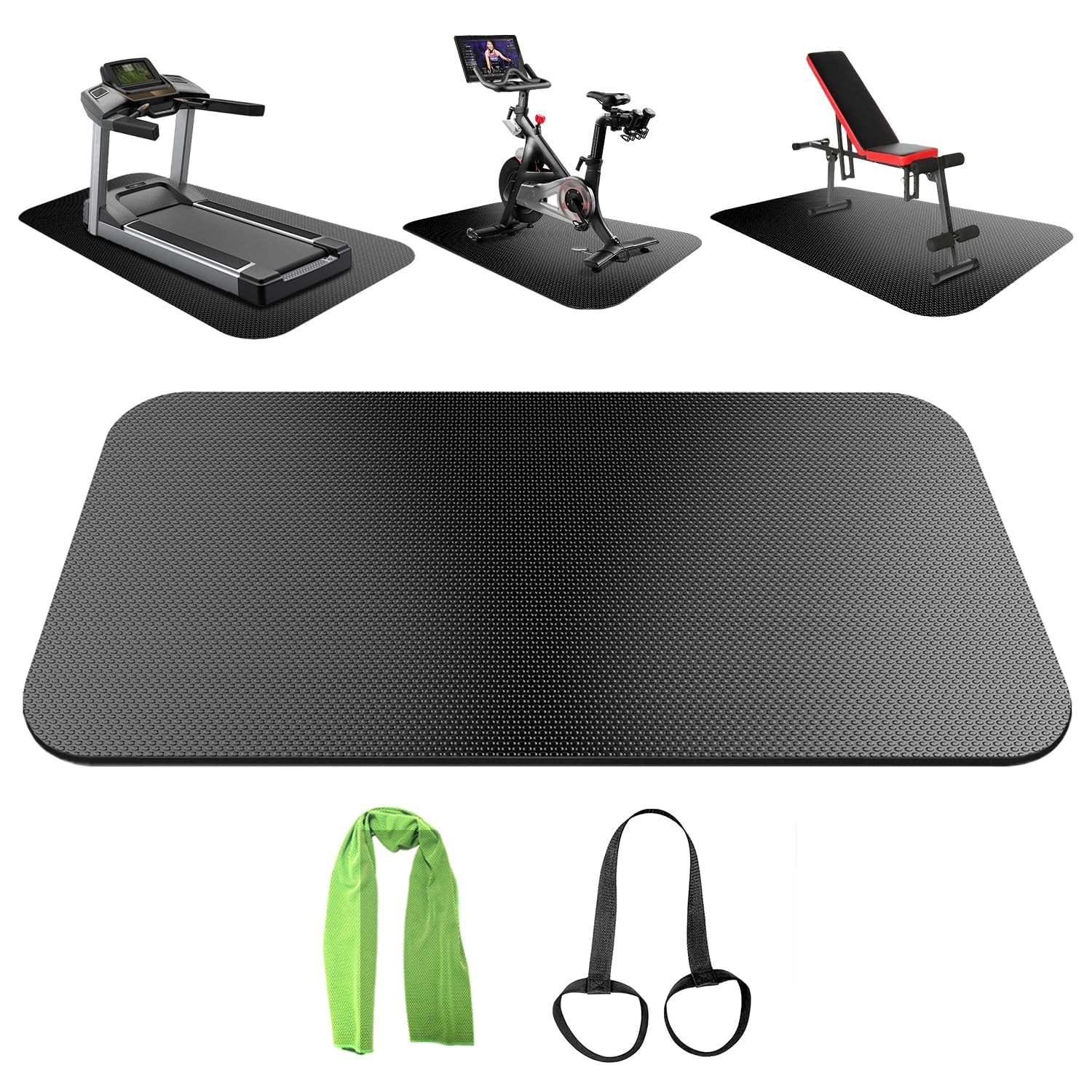 Treadmill Mat,Bike Mat Compatible with 70.8&Prime;L x 29.5&Prime;W x 0.2&Prime;Th, Black