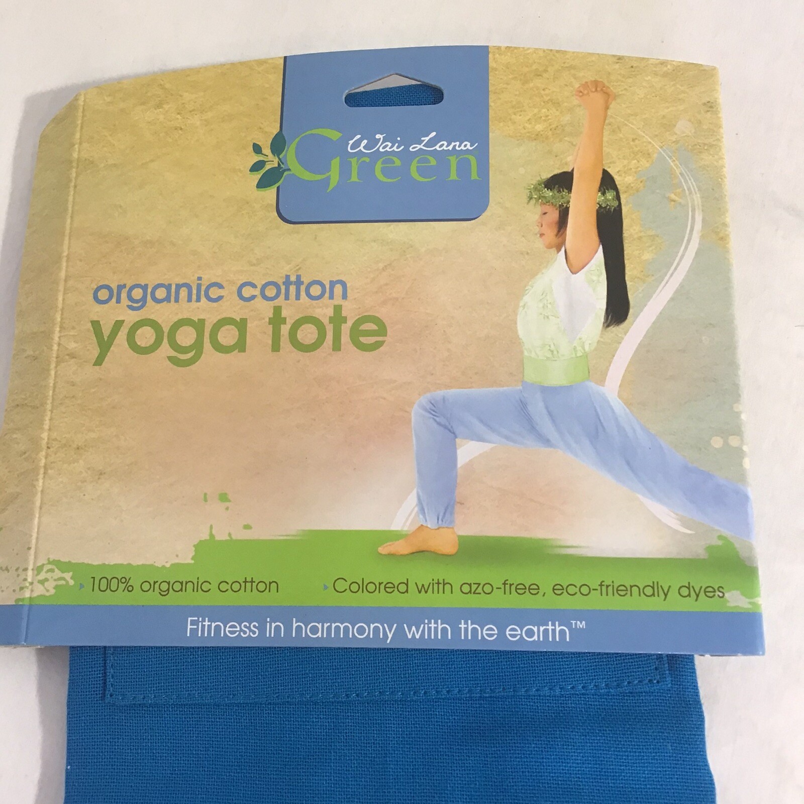 New Wai Lana Green Yoga Tote Organic Cotton Eco Friendly Tree Design Blue
