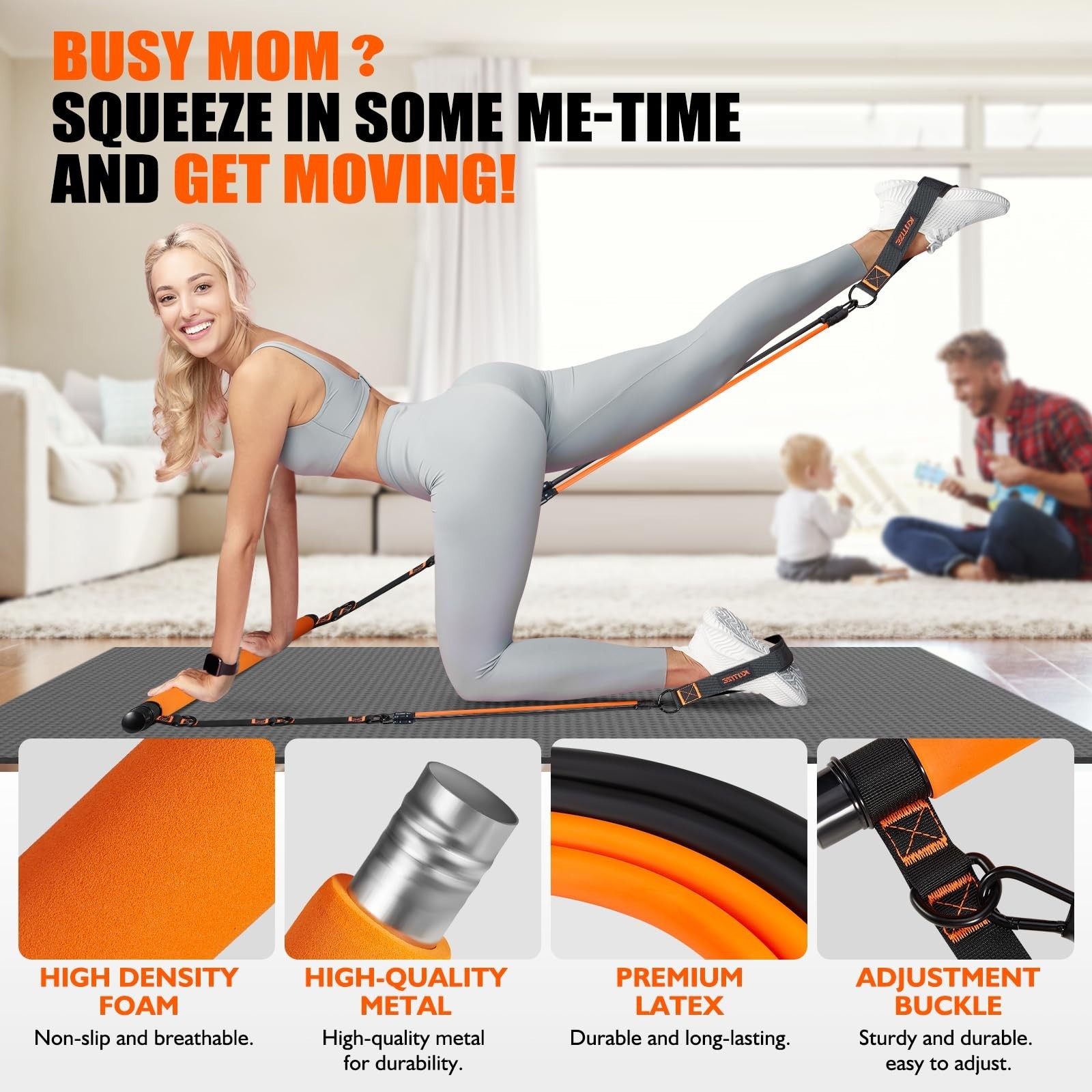 Pilates Bar Kit with Resistance Bands, Pilates Equipment, Multifunctional Pil…