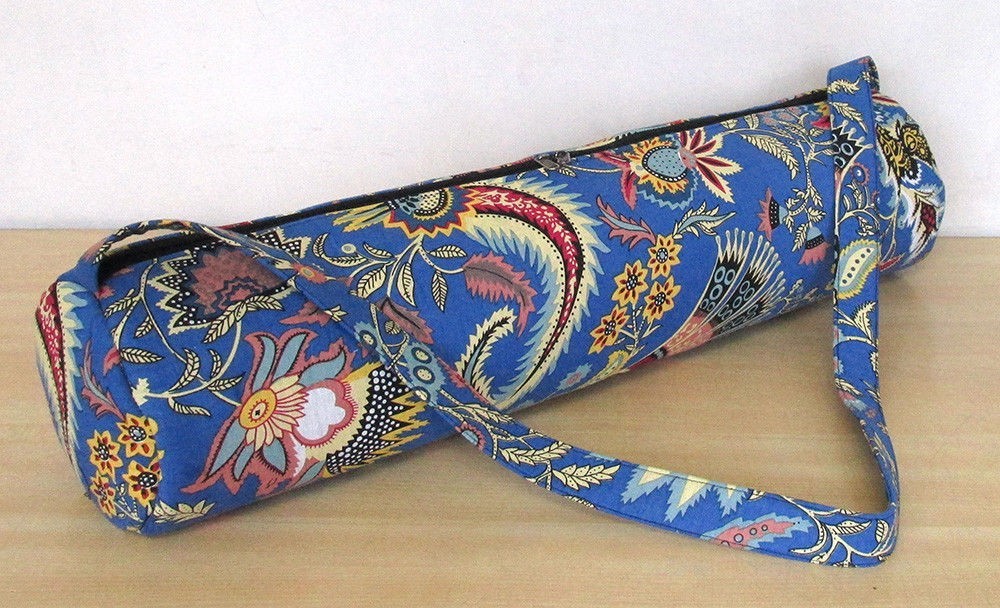 Indian Blue Mukut Yoga Mat Carrier Bag Mandala Large Shoulder Strap