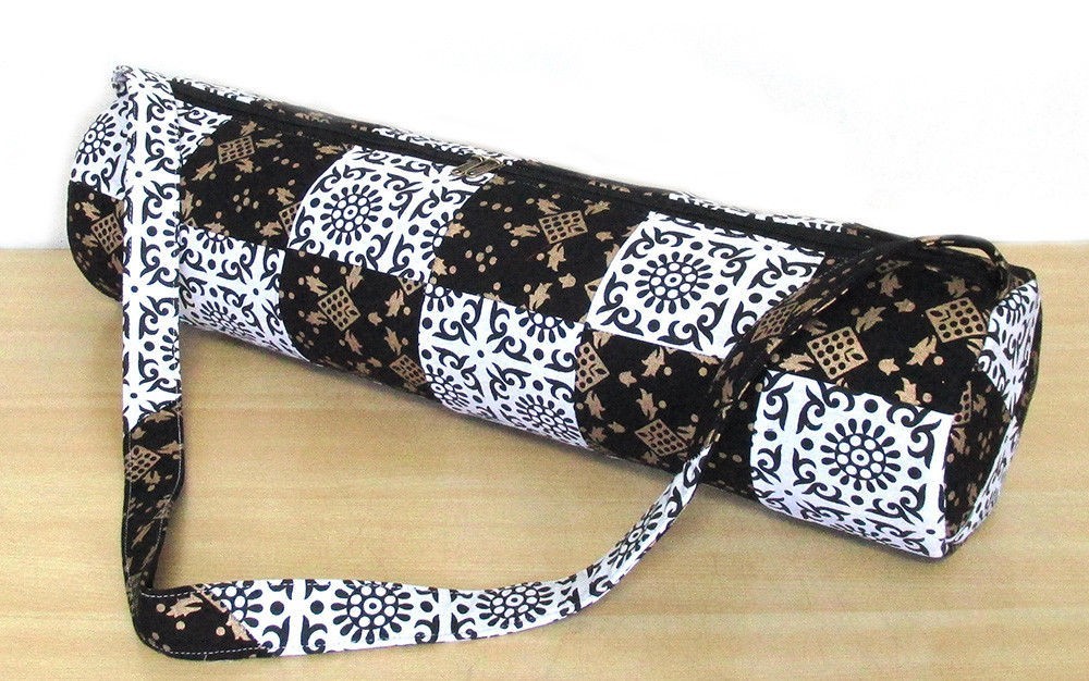 Indian White Balck Patchwork Yoga Mat Carrier Bag Mandala Large Shoulder Strap