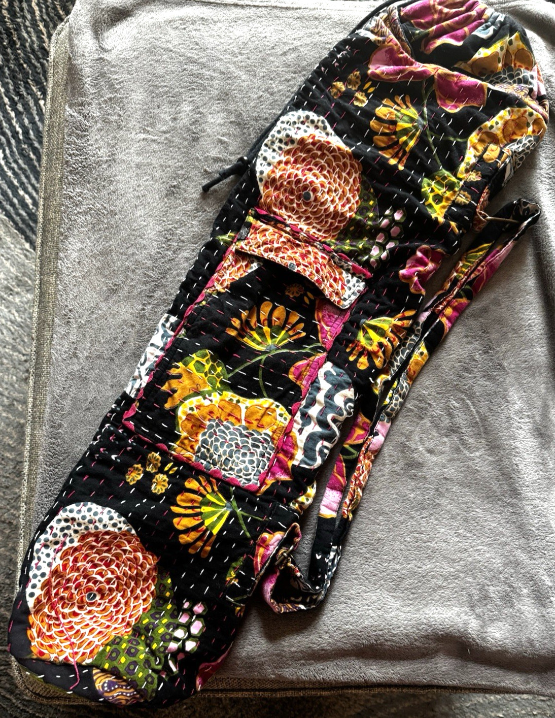 prAna Kantha Quilt Yoga Mat Holder Sling Bag Adjustable Strap Zip or Drawstring