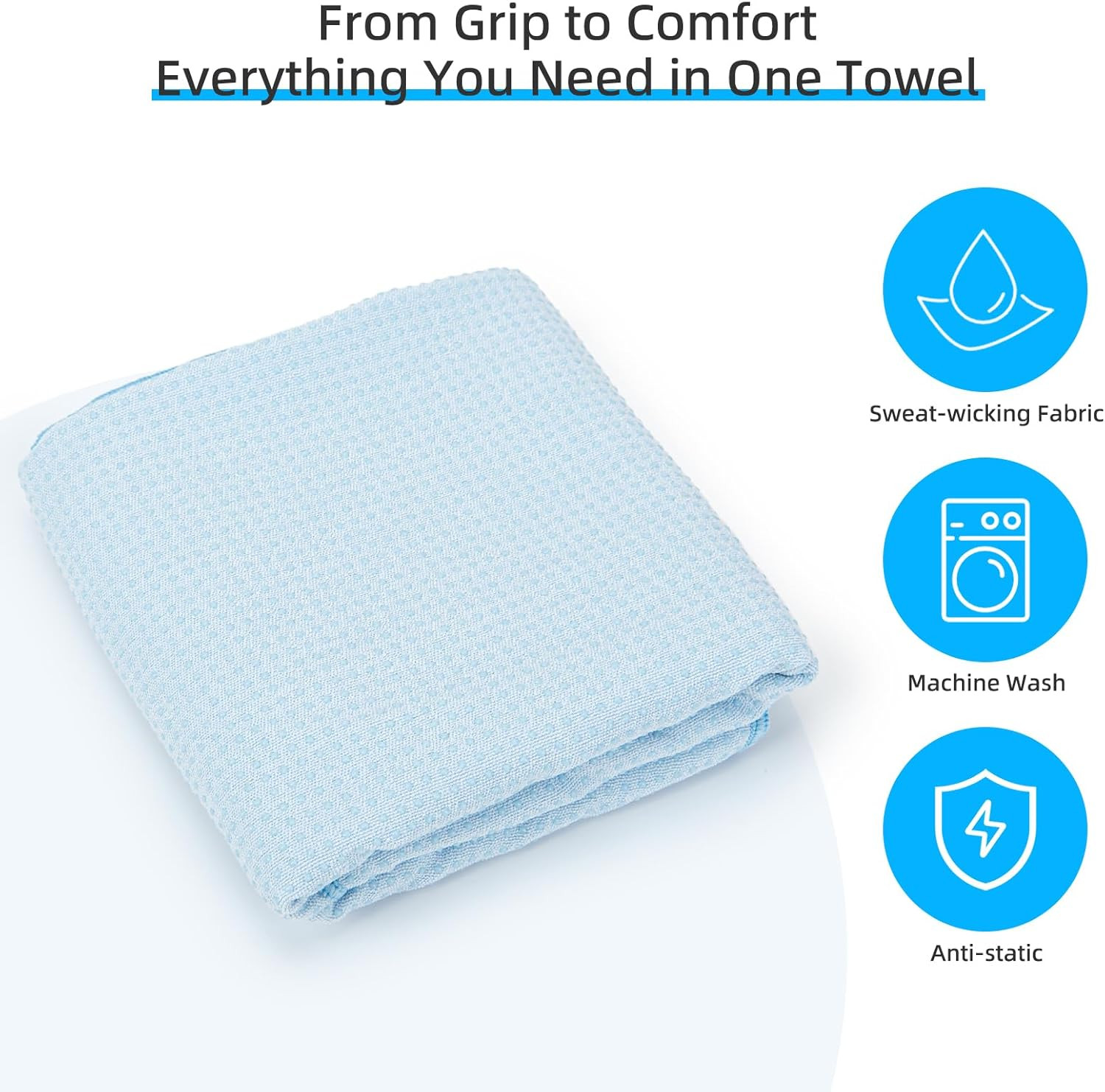 Non-Slip Extra Thick Hot Yoga Towel with One Sweat Towel, Microfiber Sweat Absor