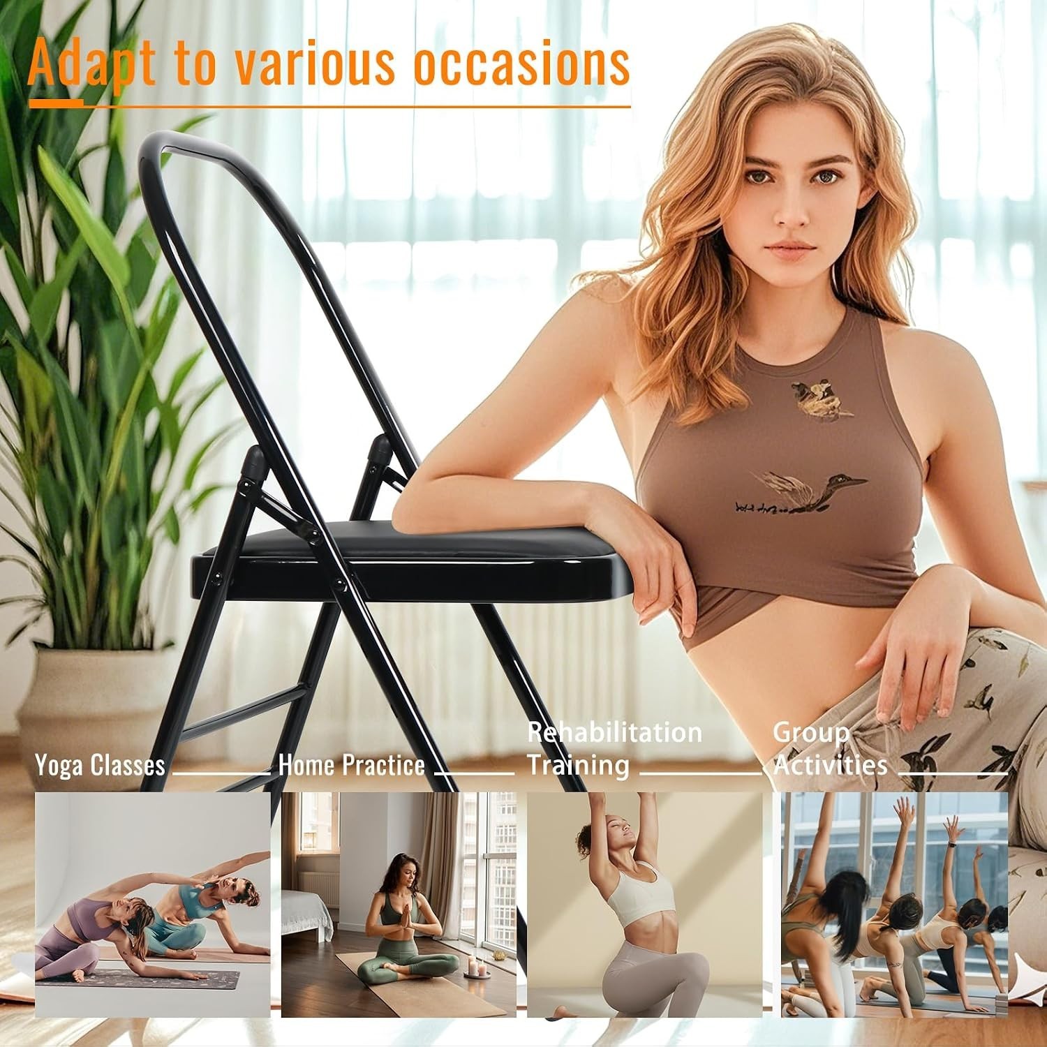 Yoga Auxiliary Chair – Backless, Relieve Neck & Back Pain, Abs & Core Trainin…