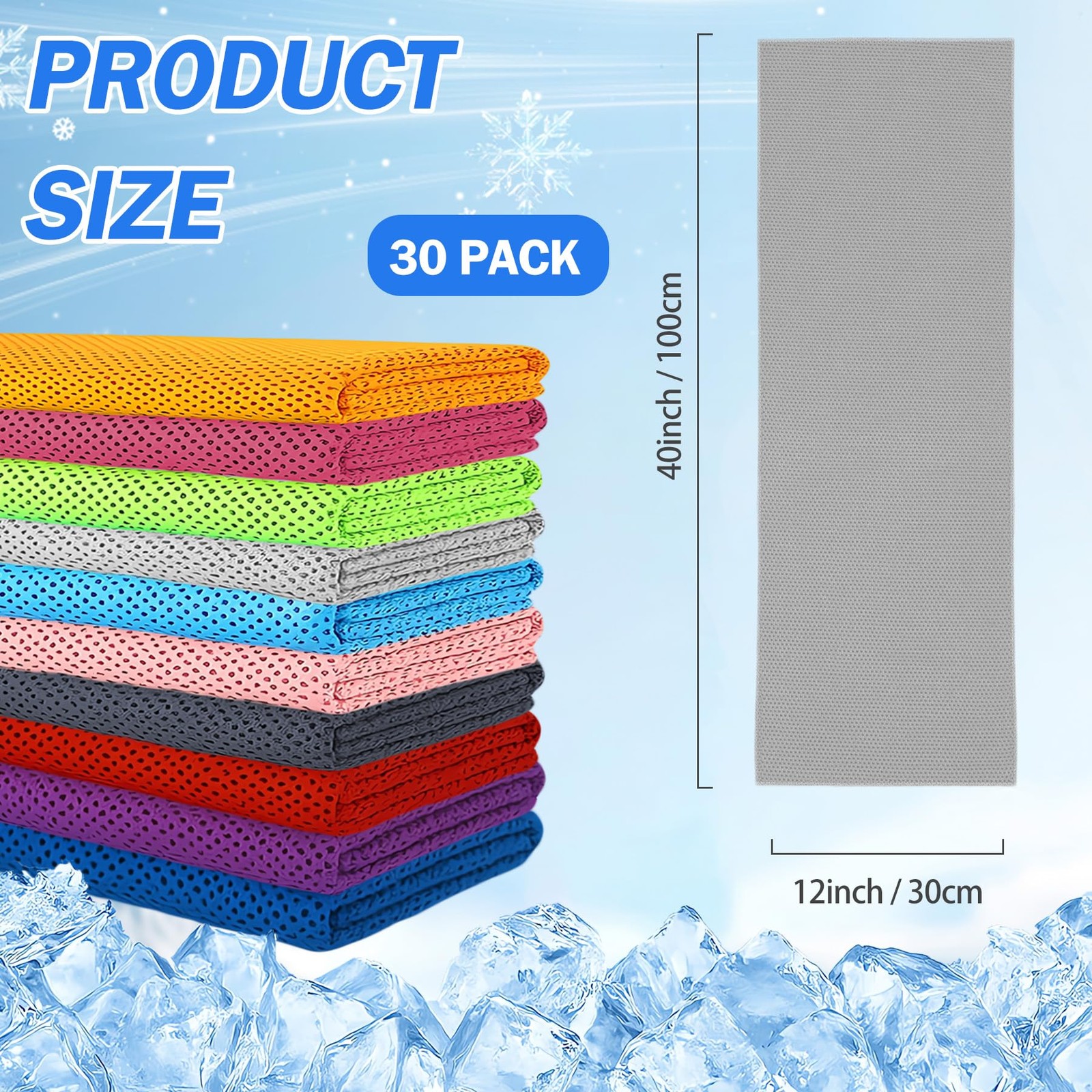 Lydtick 30Pack Cooling Towels For Neck And Face 40X12 Ice Microfiber Cooling