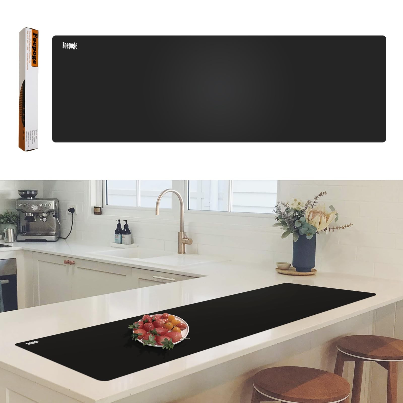 49.2&Prime; x 15.7&Prime; Large Silicone Mat for Kitchen Counter Protector, Cuttable Sili…