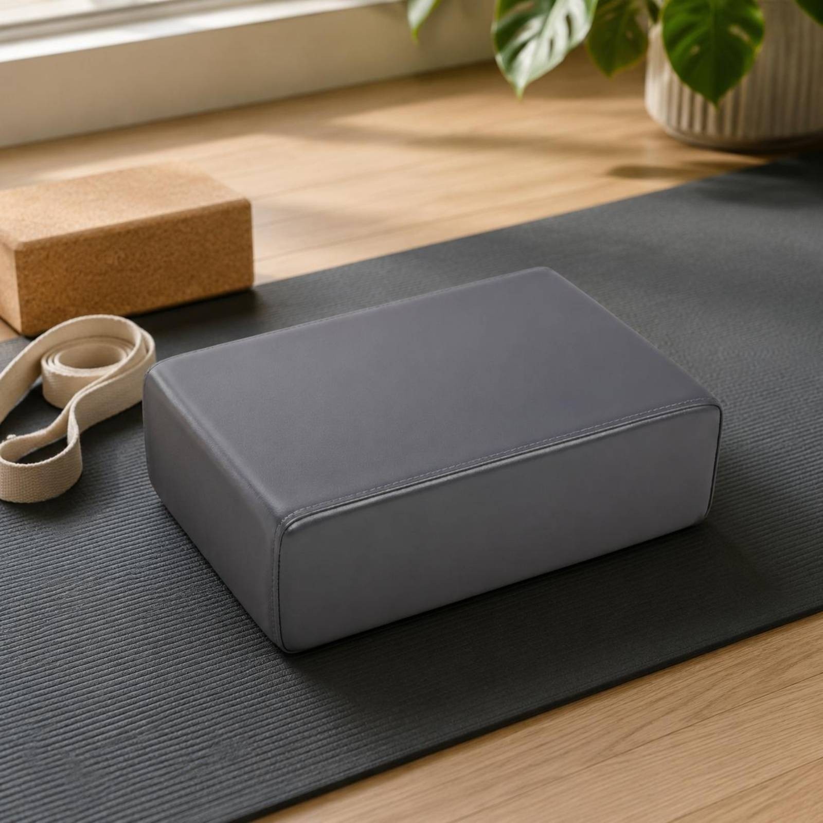Pilates Support Block Leather-Like Exercise Gear Stitched Seams