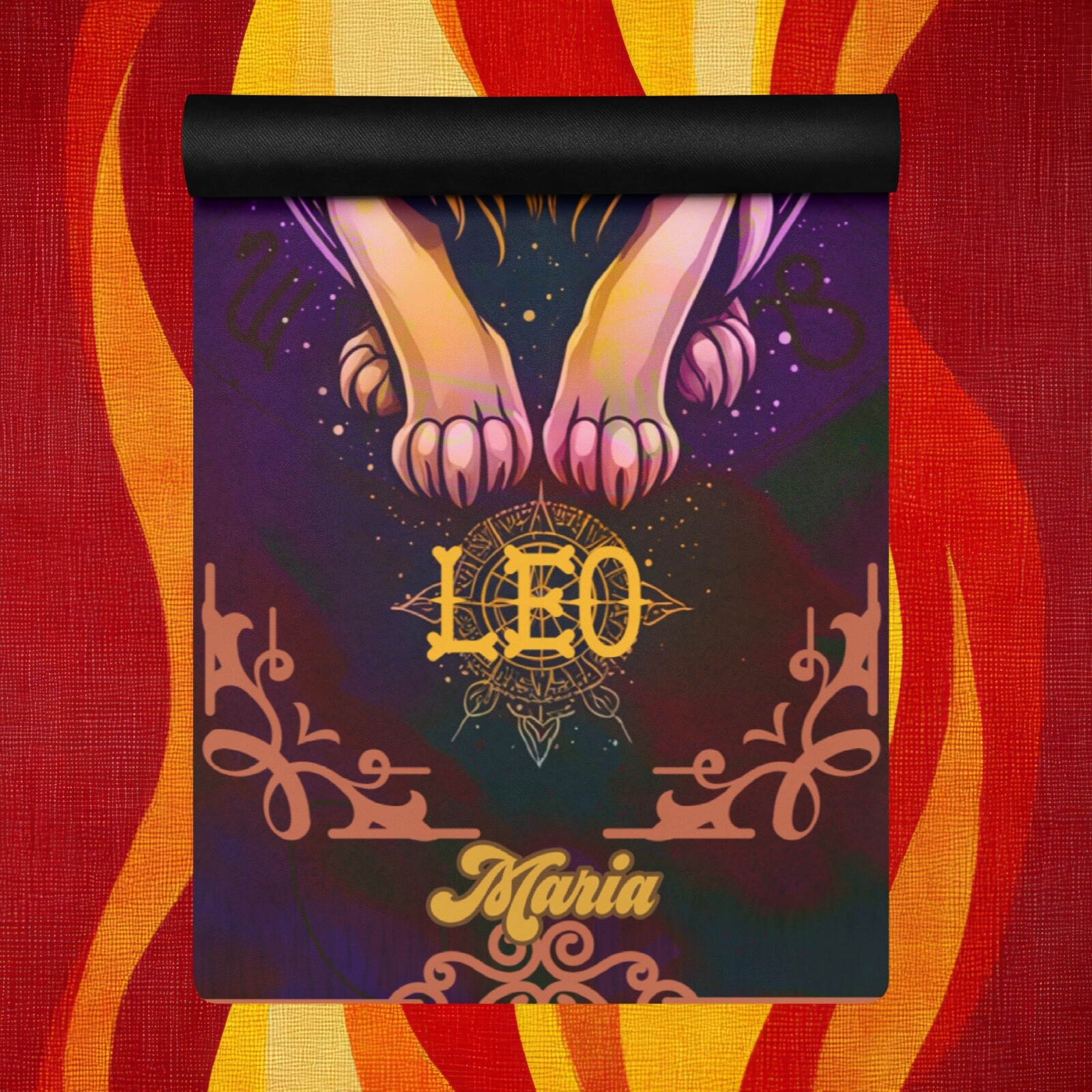 LEO Zodiac Yoga Mat with Strap PERSONALIZED Gift Meditation Decor Astrology Gift