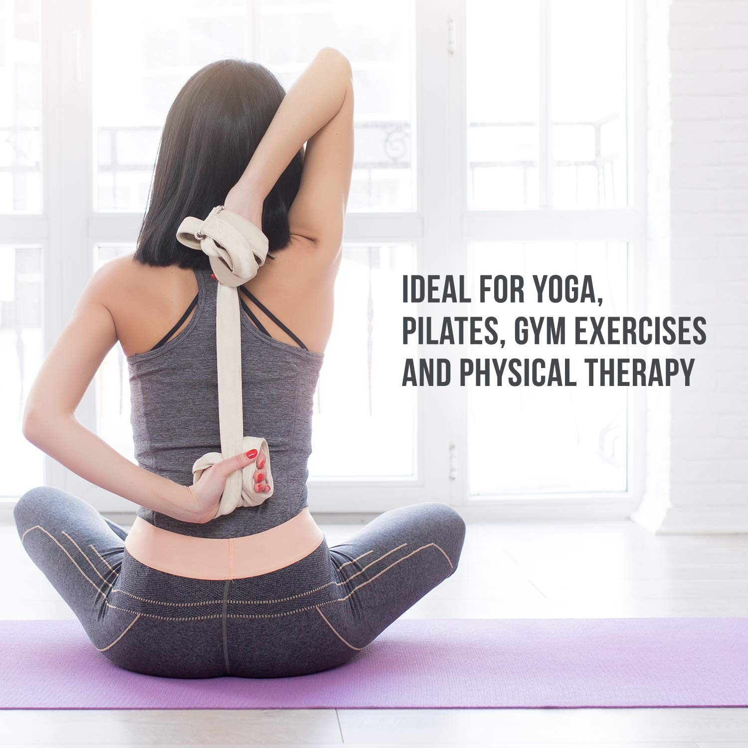 5 Pack Yoga Exercise Adjustable Straps 8Ft | BONUS eBook | with Durable DRing…