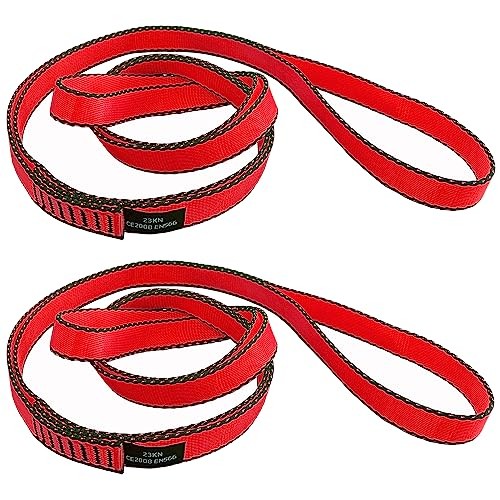 18MM Nylon Climbing Slings Runners 23 kN Strong Webbing 24inch/60cm 2PCS Red