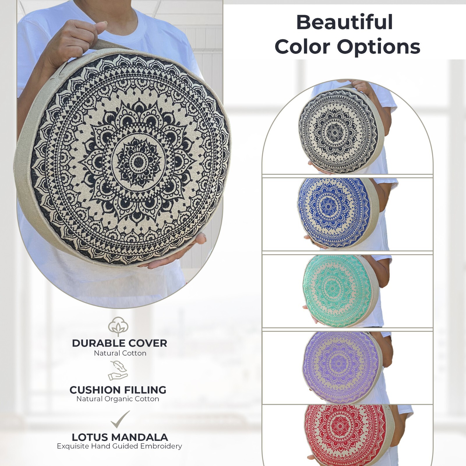 Tibetan Meditation Cushion Traditional Pillow, Comfortable Floor Pillow, Large