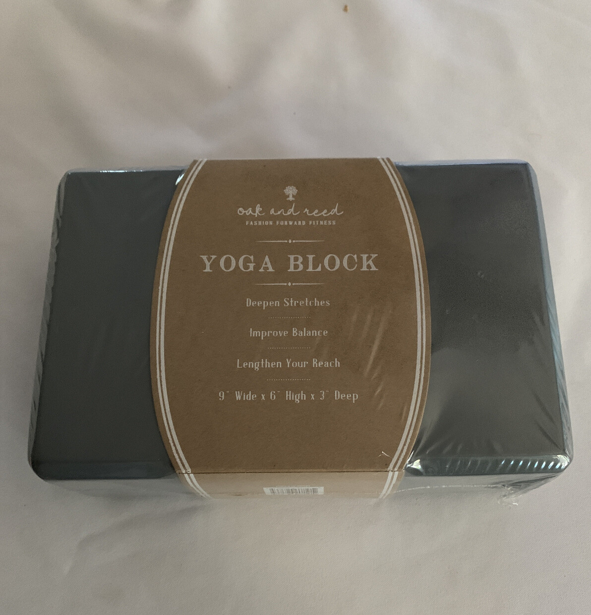 Oak & Reed Yoga Foam Block Fashion Forward Fitness 9&Prime; x 6&Prime; x 3&Prime; Gray NEW
